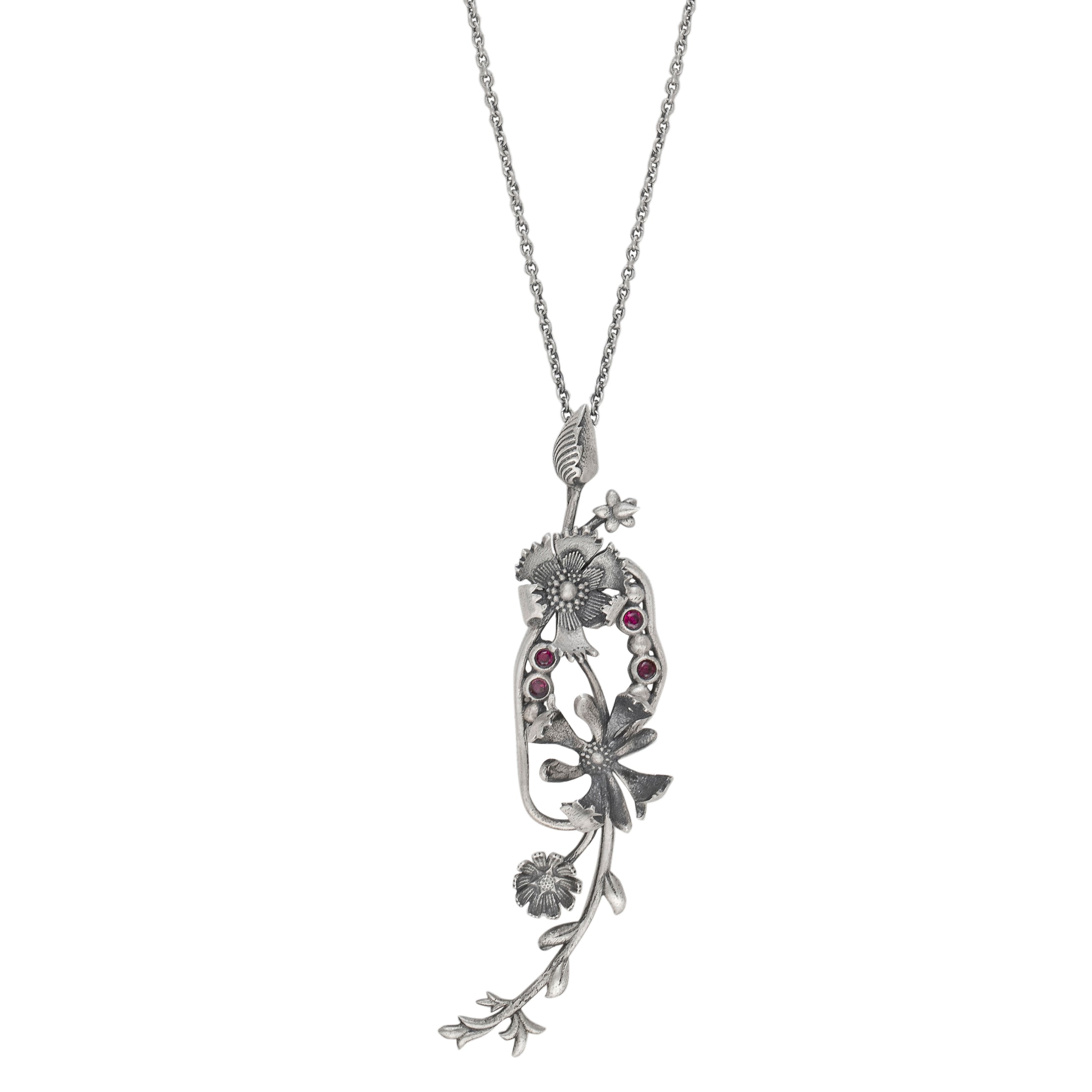william morris compton vertical silver pendent with chain by moha