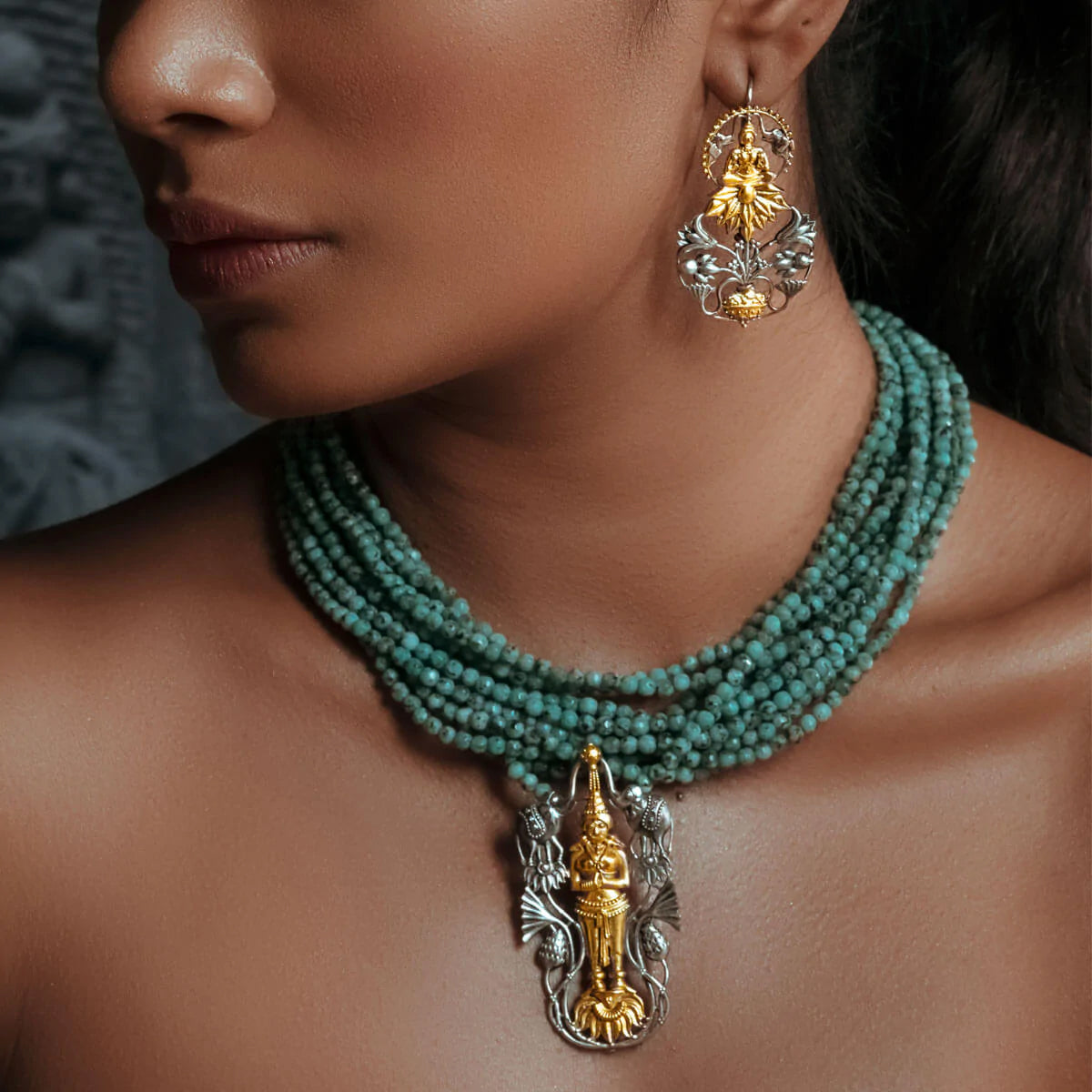 abhishek lakshmi silver necklace by moha