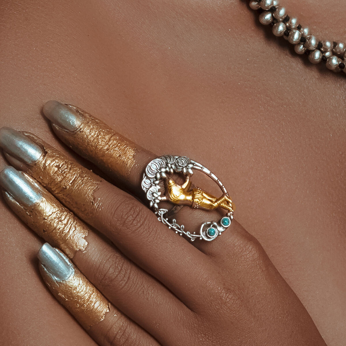 Amra Shalbhanjika Silver Finger Ring by MOHA