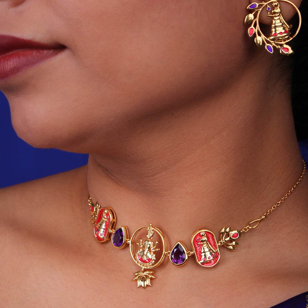 Gopi Krishna Silver Choker Necklace By Moha