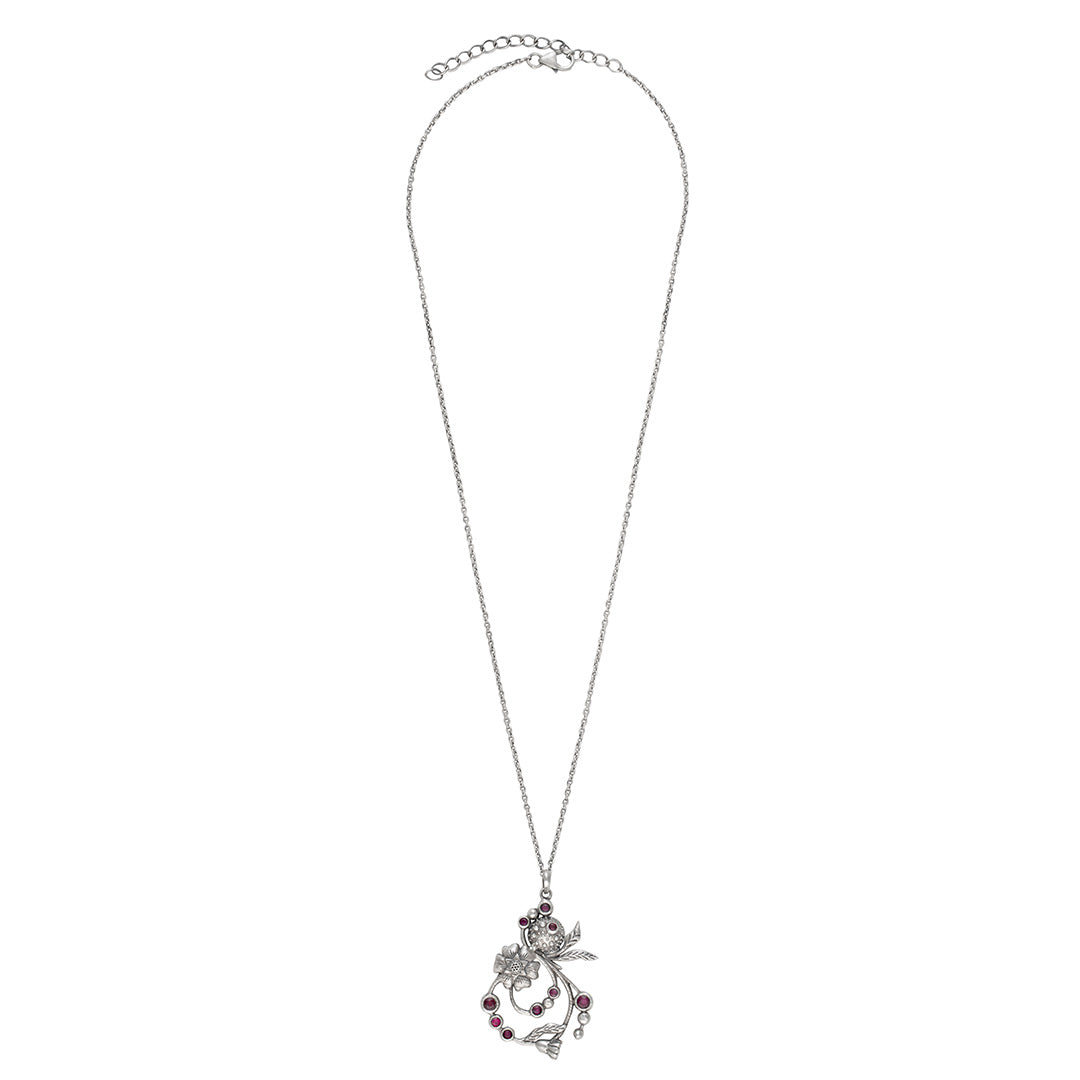 William Morris - Blossom Silver Circle Pendent With Chain by Moha