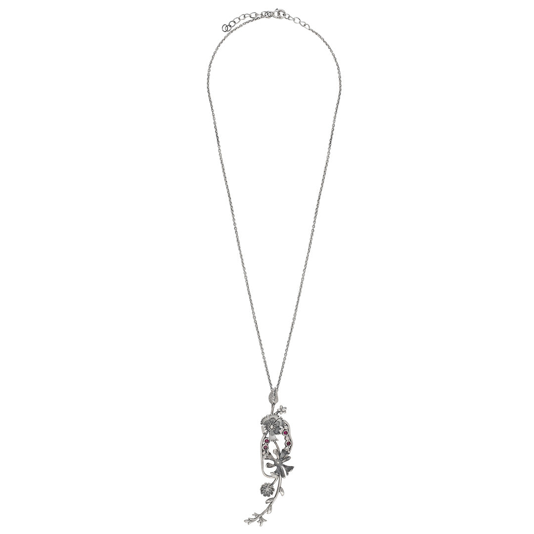 william morris compton vertical silver pendent with chain by moha