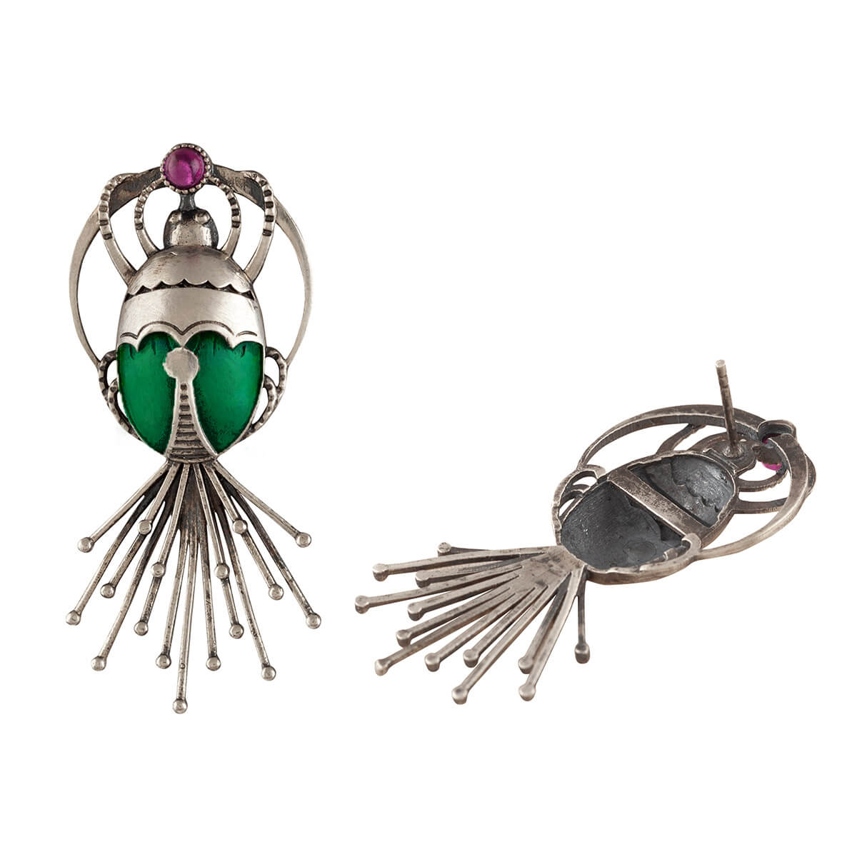 Bhramara Silver Earrings - With Tail