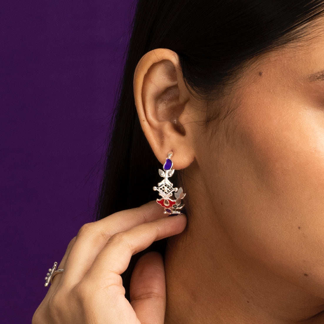 buti hoop silver earrings by moha