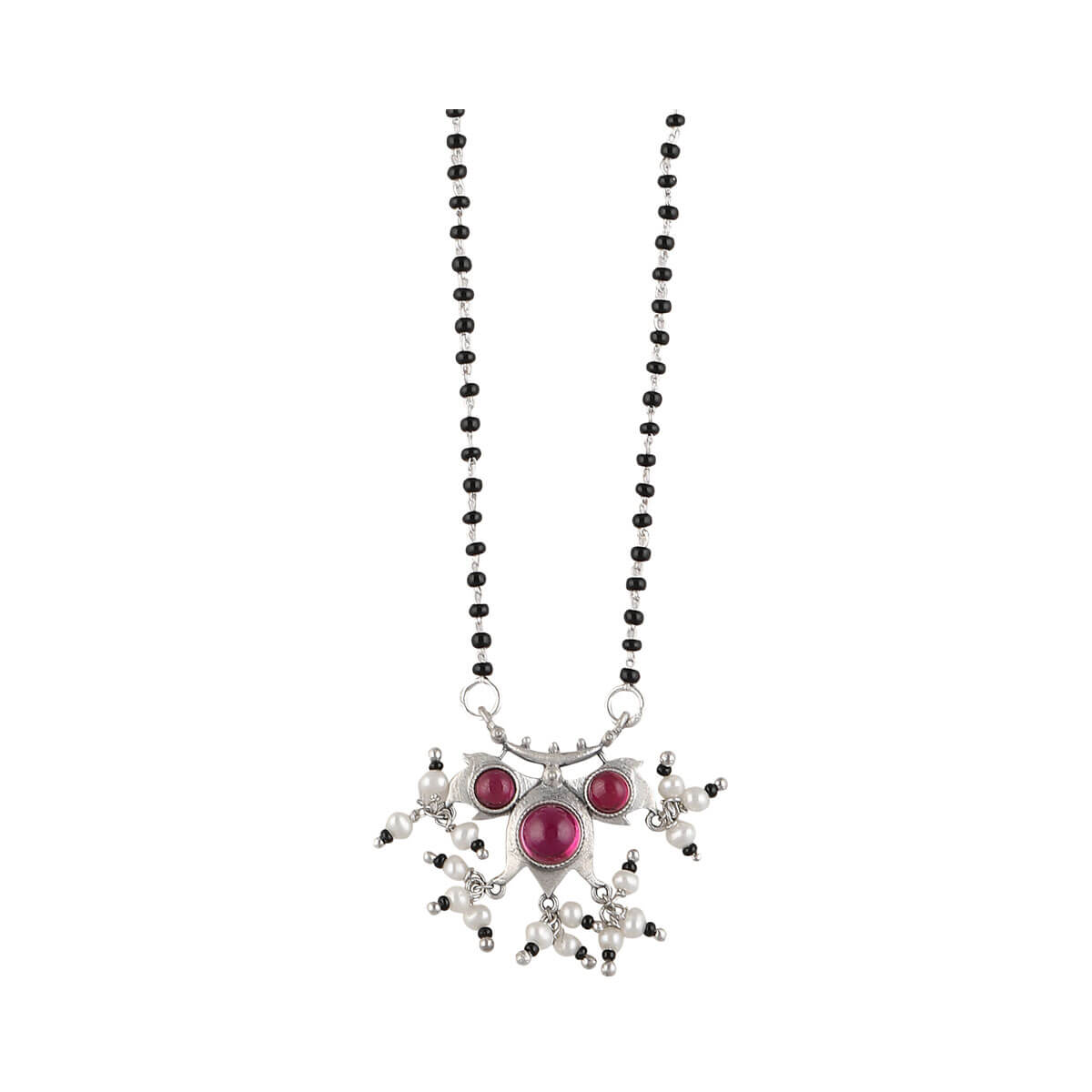floret zirconia silver mangalsutra by moha