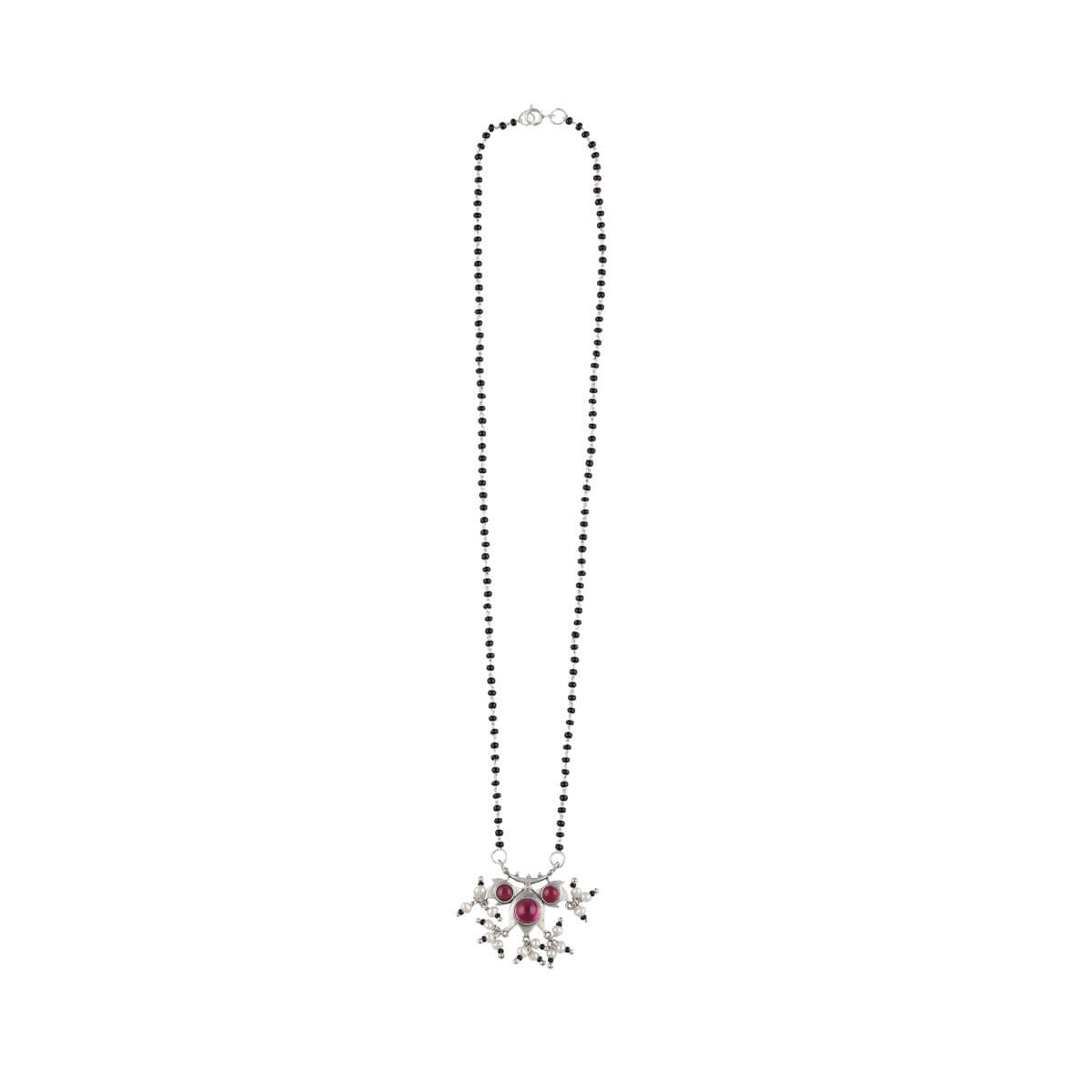 floret zirconia silver mangalsutra by moha