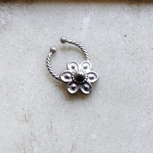 Flower Septum Silver Ring