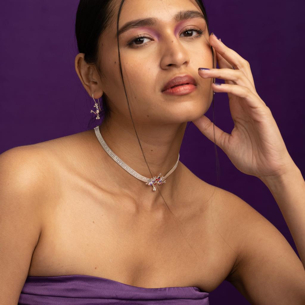 pakhi silver choker necklace by moha