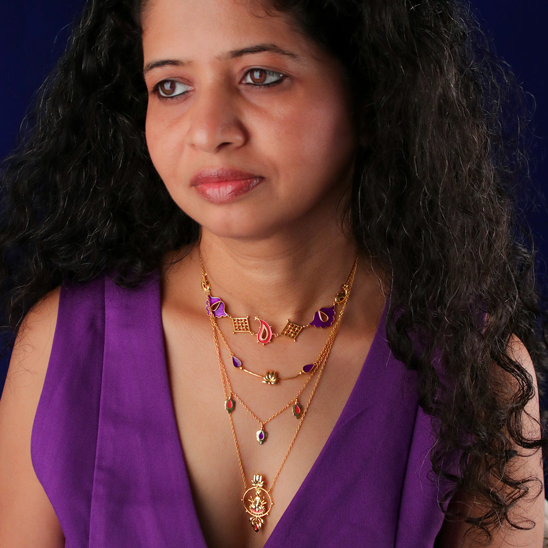 krishna 3 layer silver necklace by moha