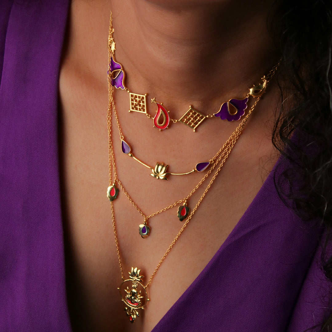 krishna 3 layer silver necklace by moha