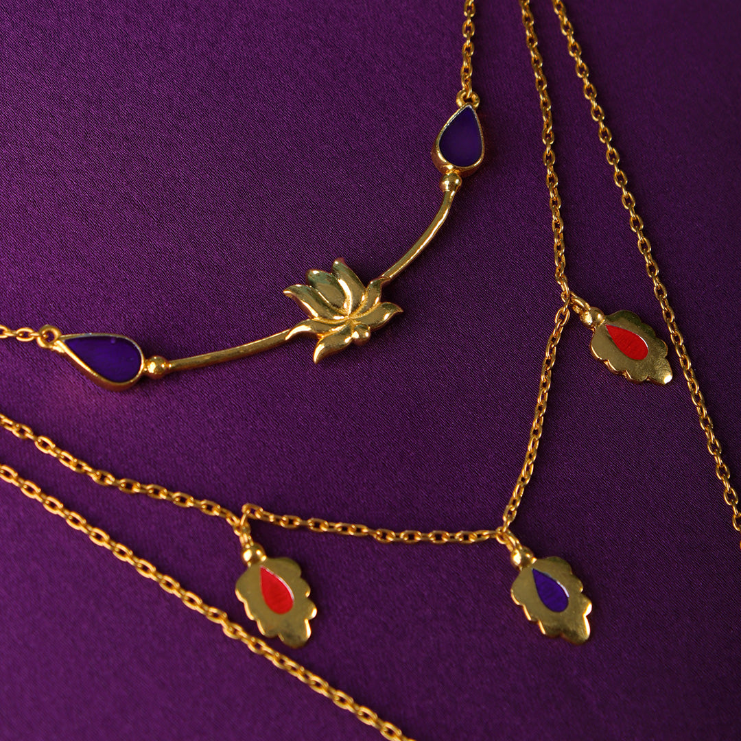 krishna 3 layer silver necklace by moha