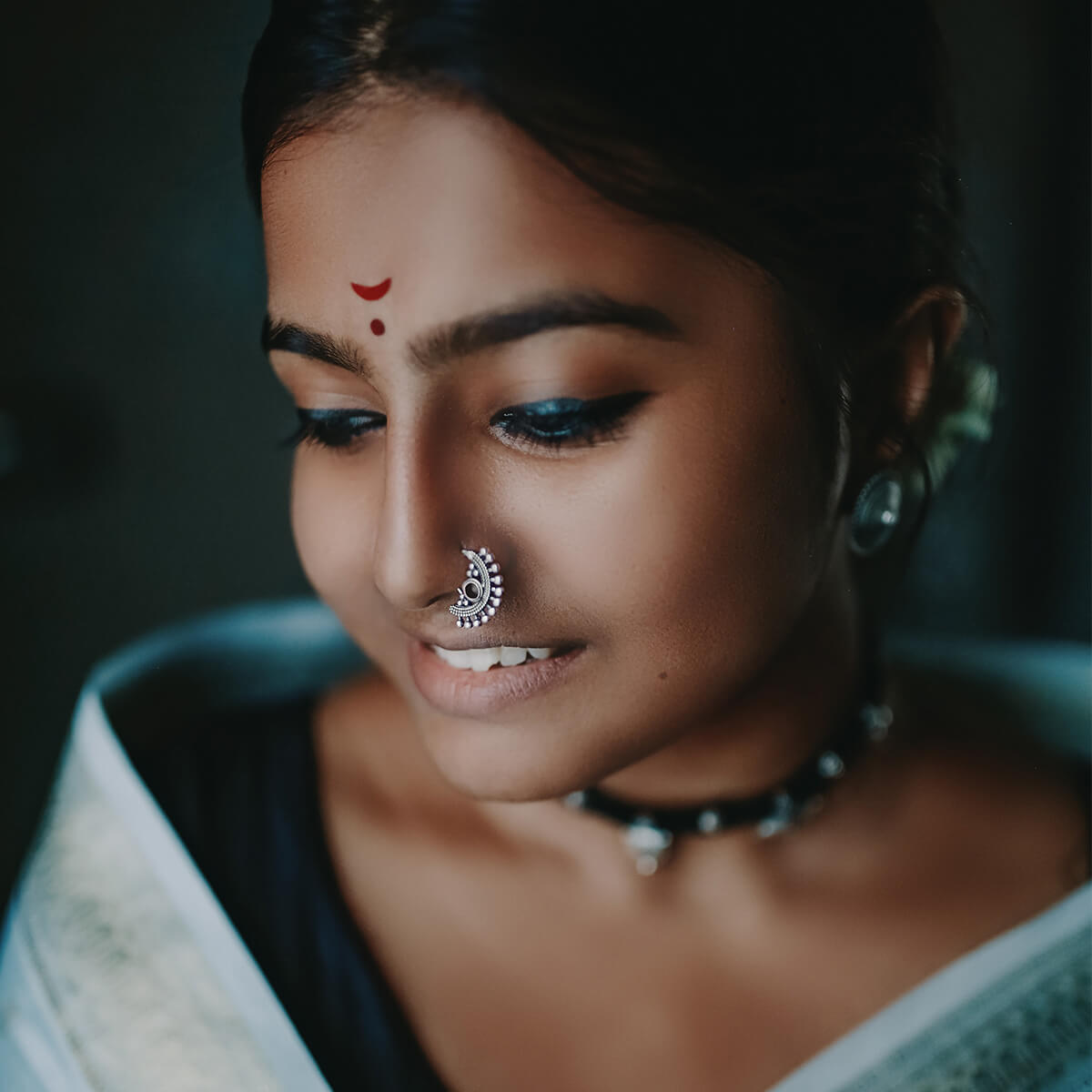 lakshmi silver nath black pierced left by moha