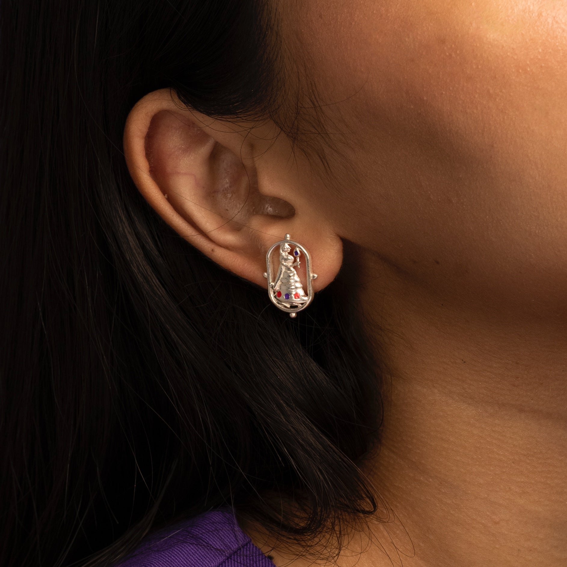 Radha Stud Silver Earrings By Moha