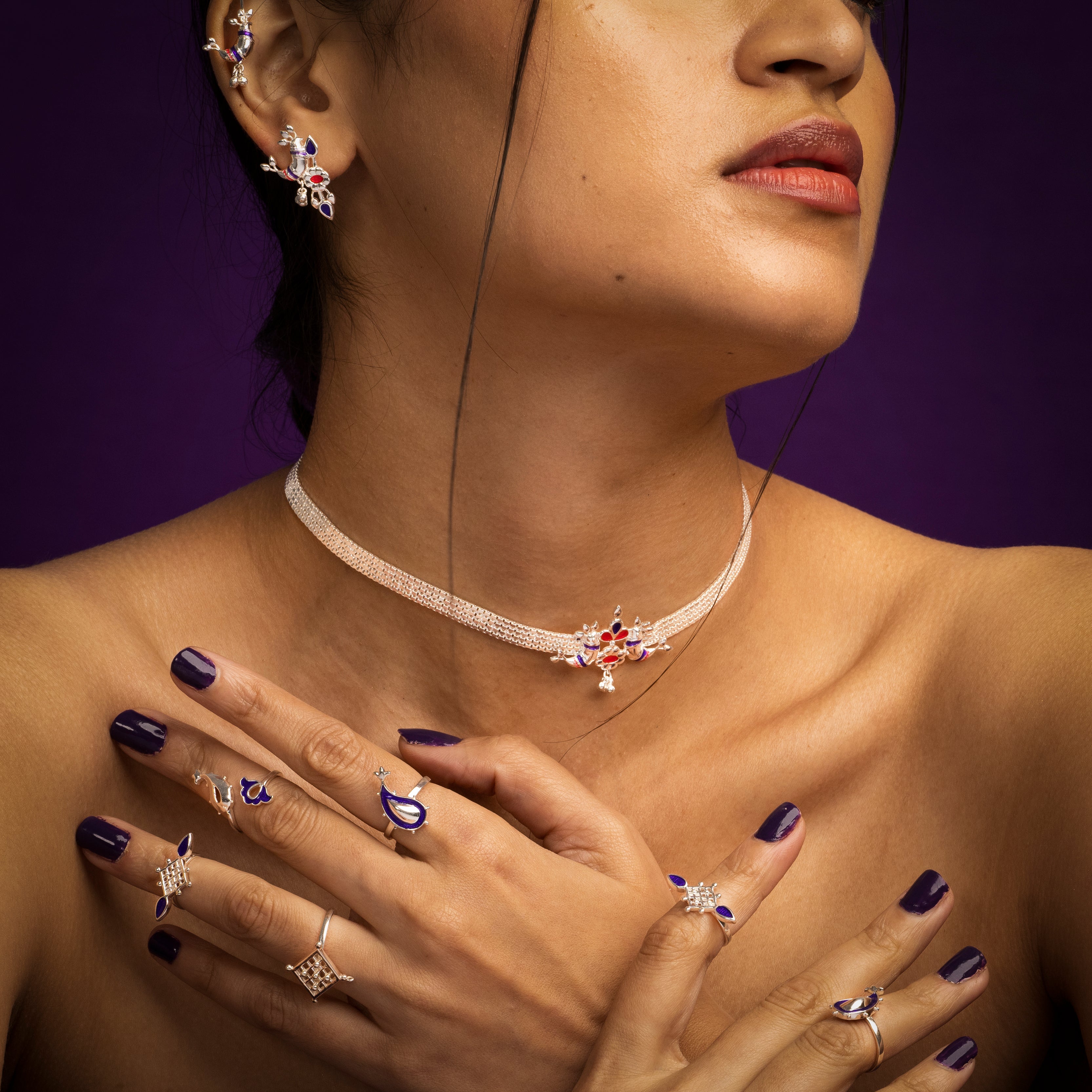 pakhi silver choker necklace by moha