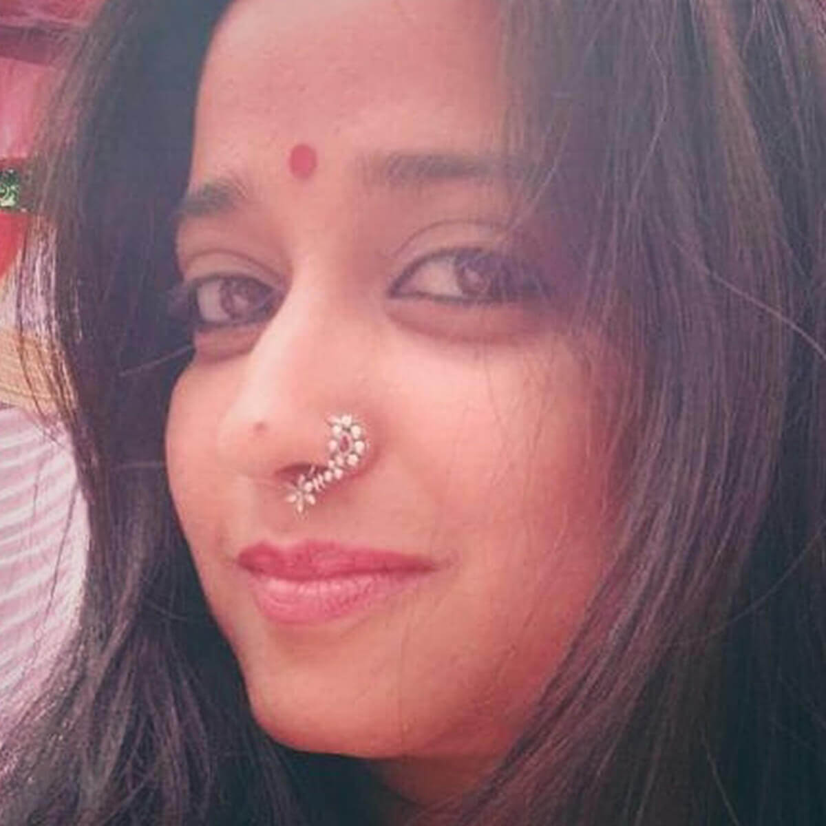 maharashtrian silver nath red pierced left by moha