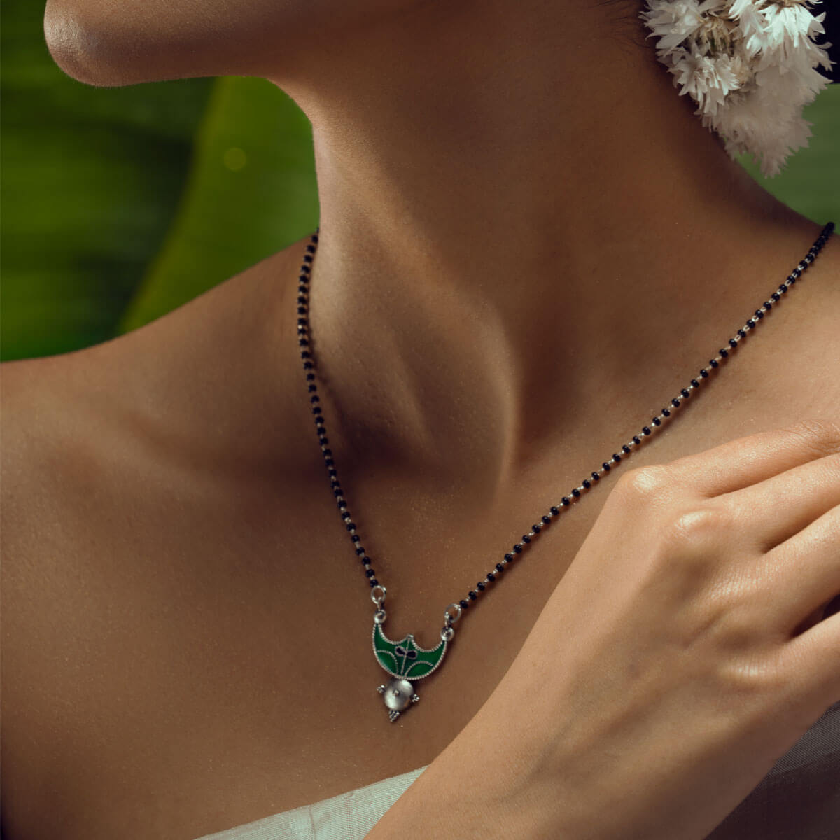 palash silver mangalsutra by moha