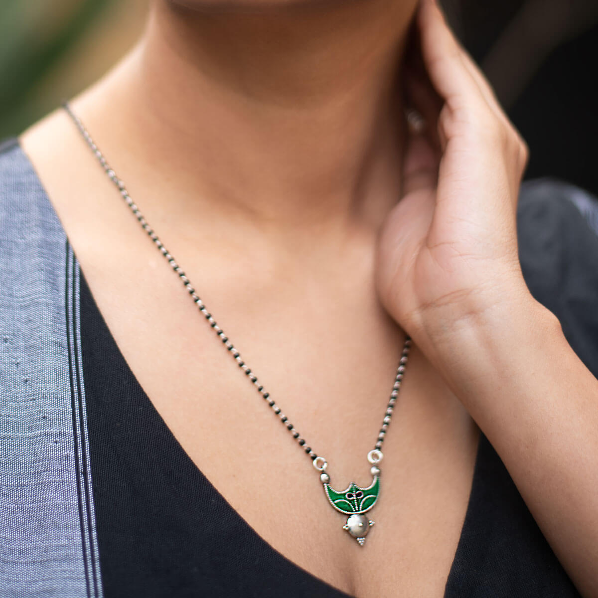 palash silver mangalsutra by moha