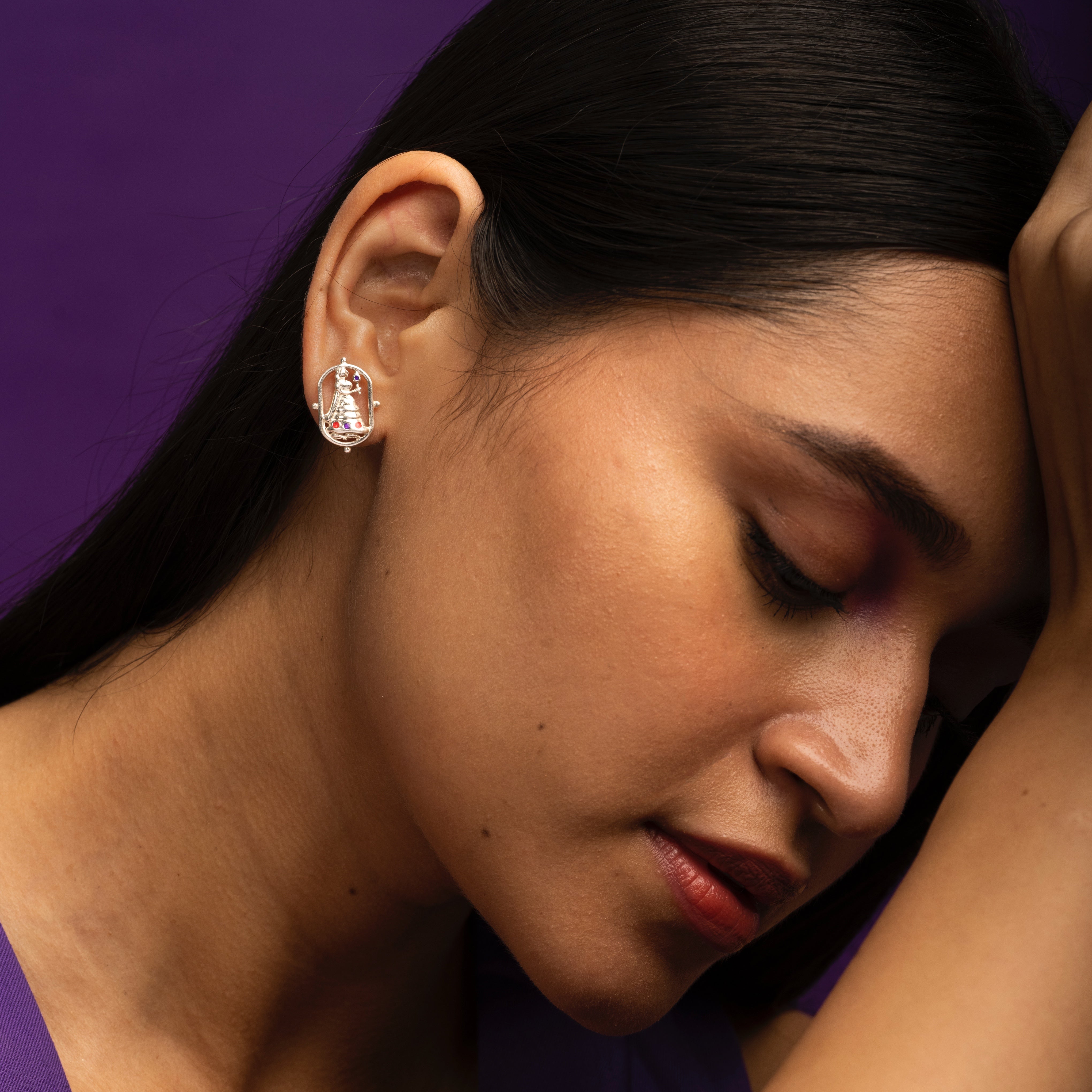 radha stud silver earrings by moha