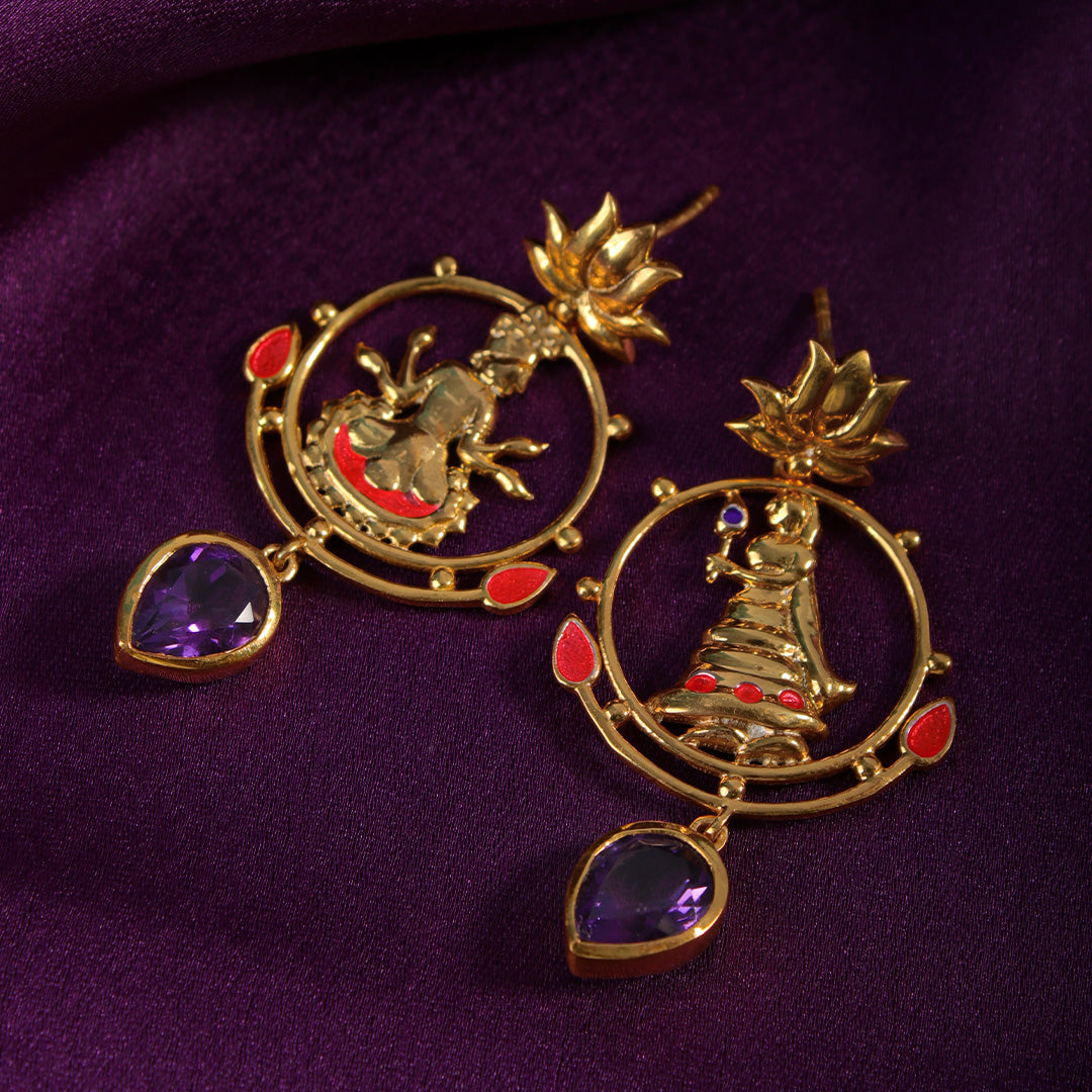 radhe shyam amethyst drop silver earrings by moha