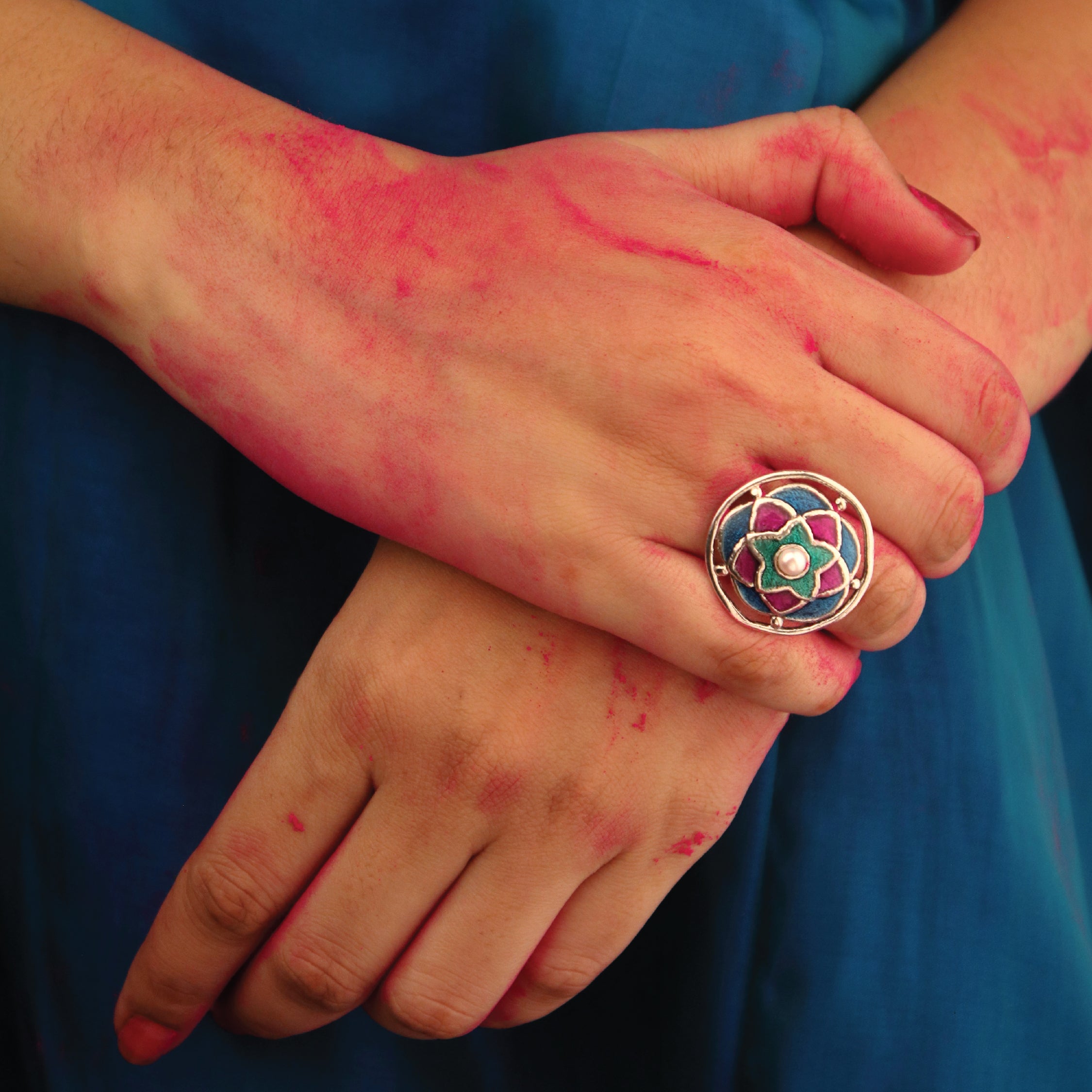 Rangeen Silver Finger Ring By Moha