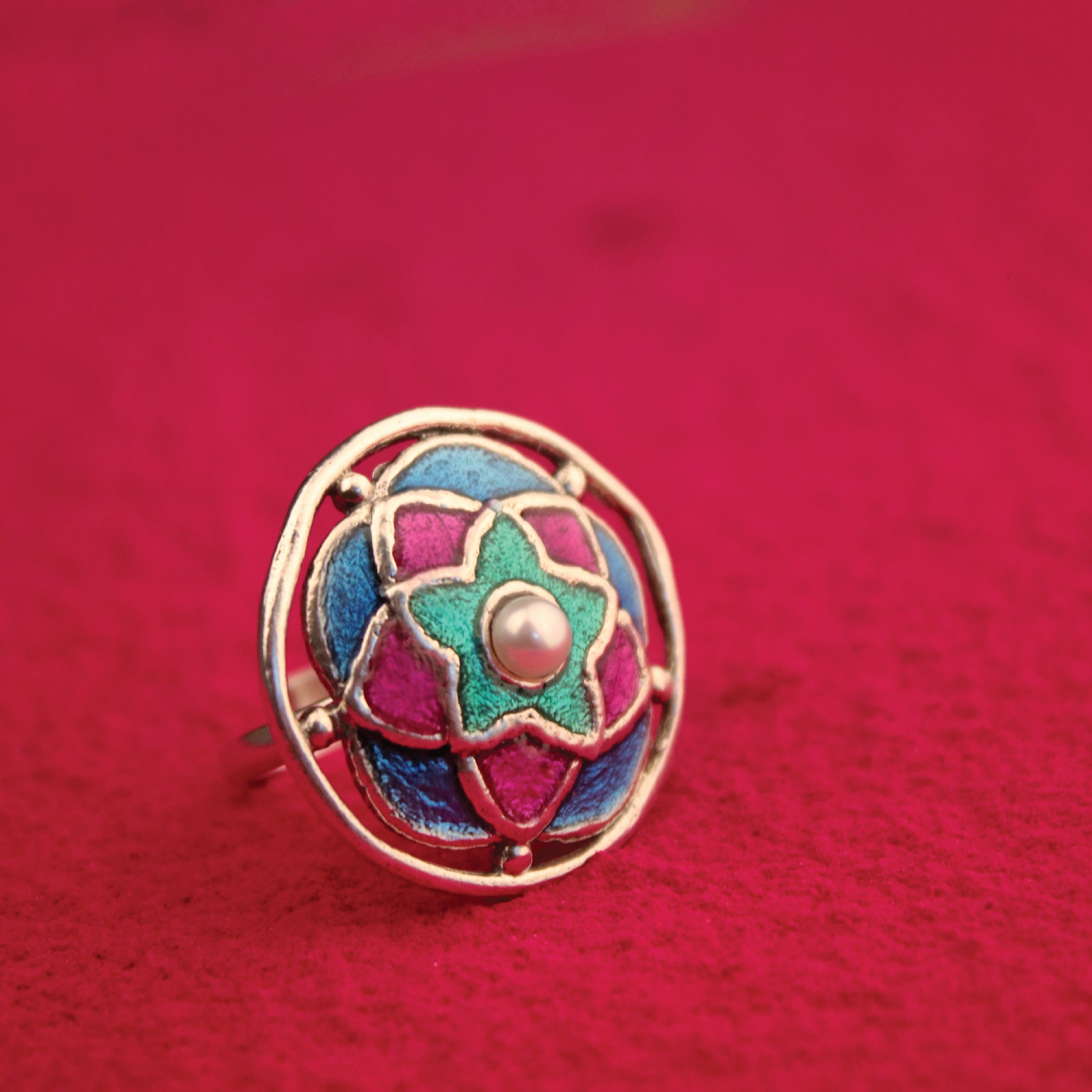 Rangeen Silver Finger Ring By Moha