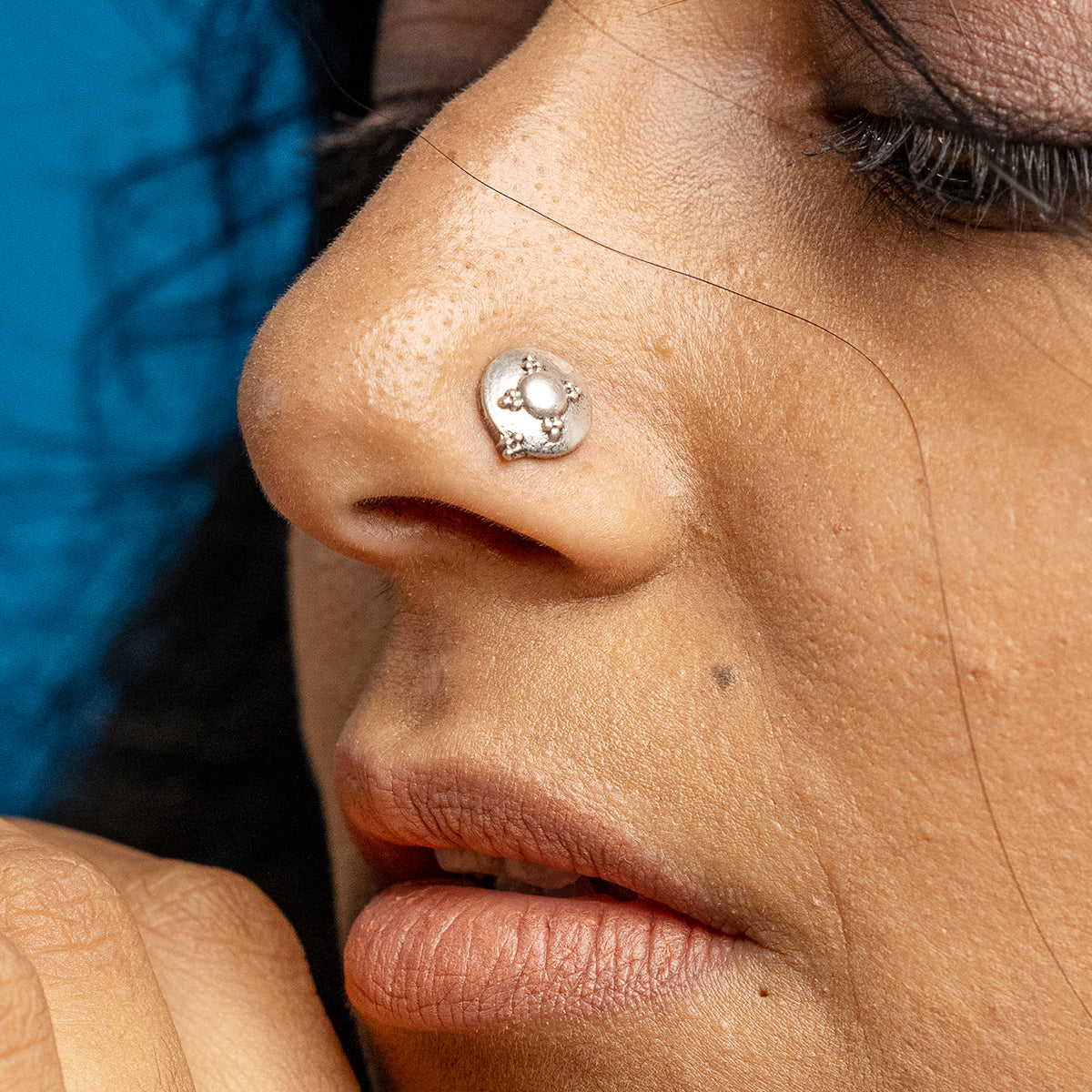 Ananya Silver Nose Pin - Pierced
