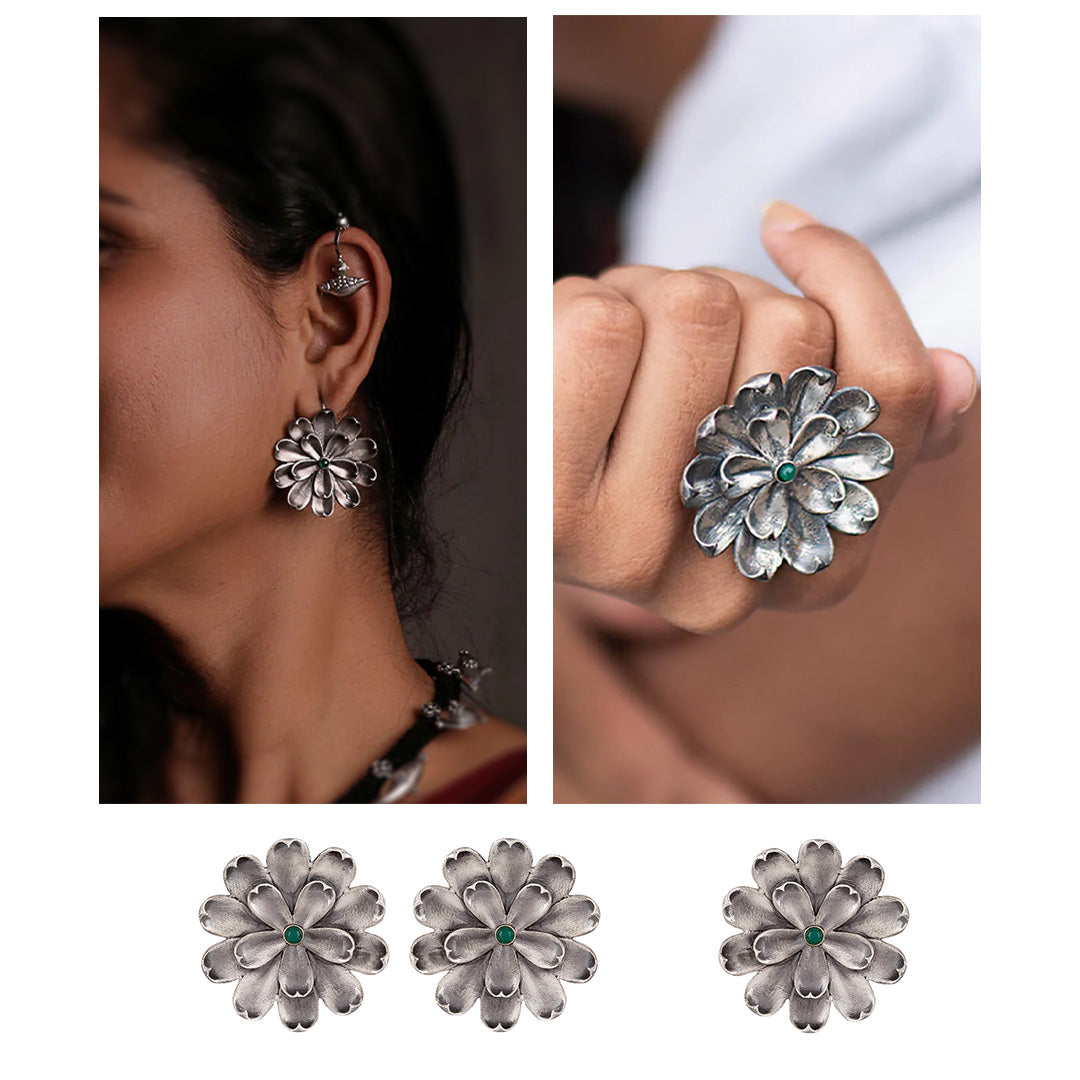 Sadafuli ring and earrings set