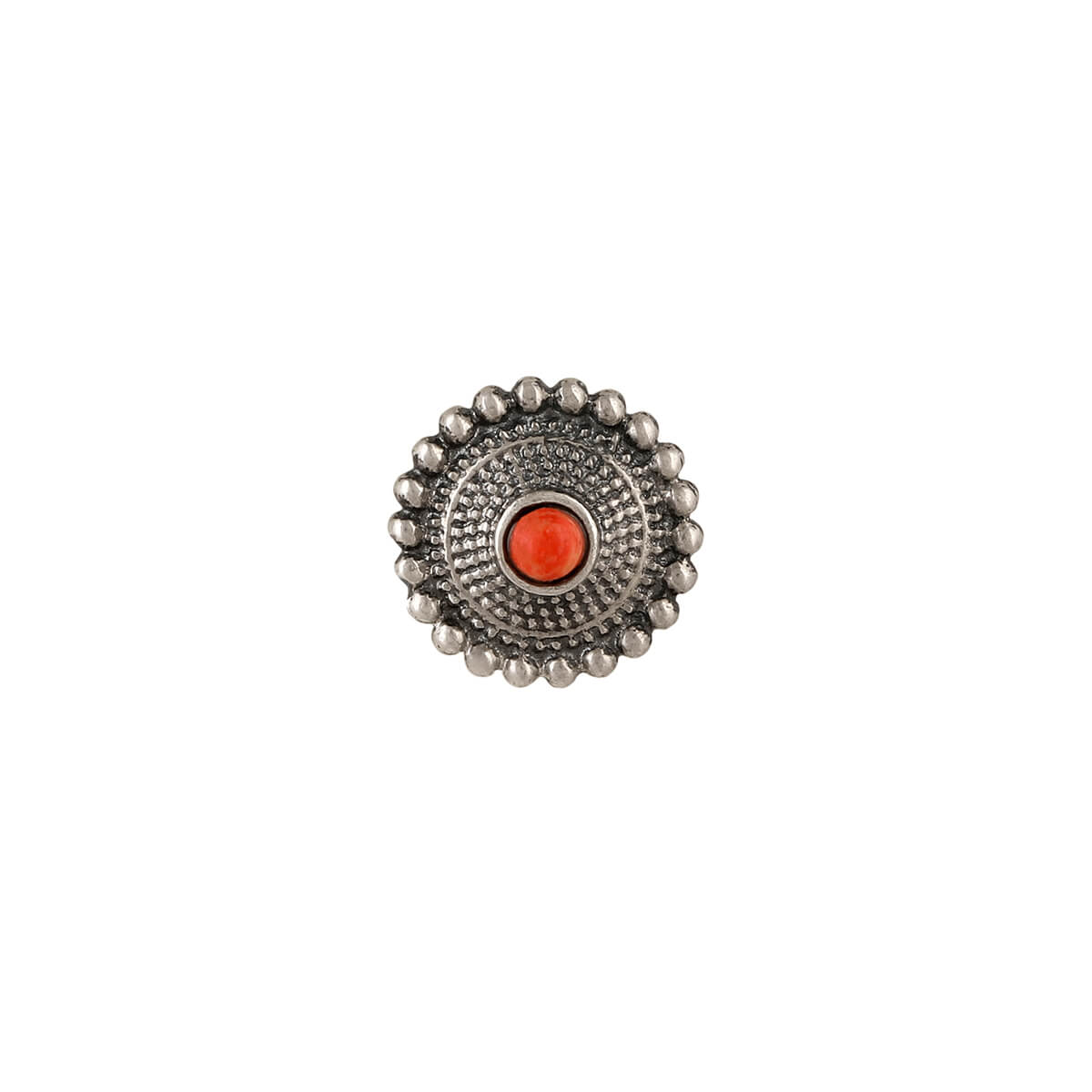 sara silver nose pin pierced coral stone by moha