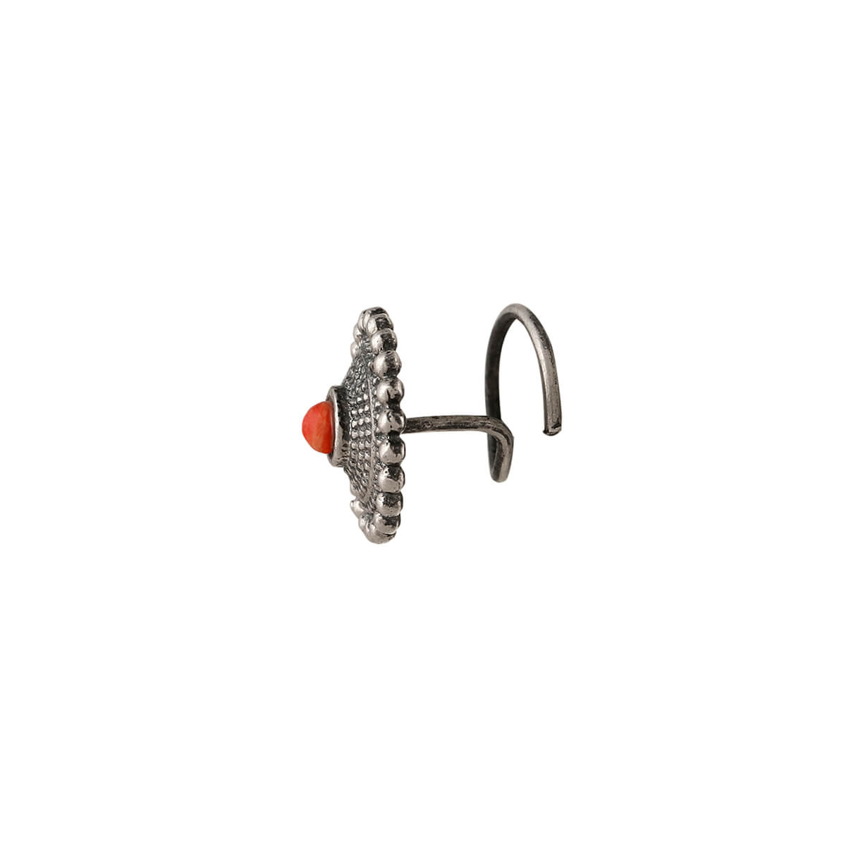 sara silver nose pin pierced coral stone by moha