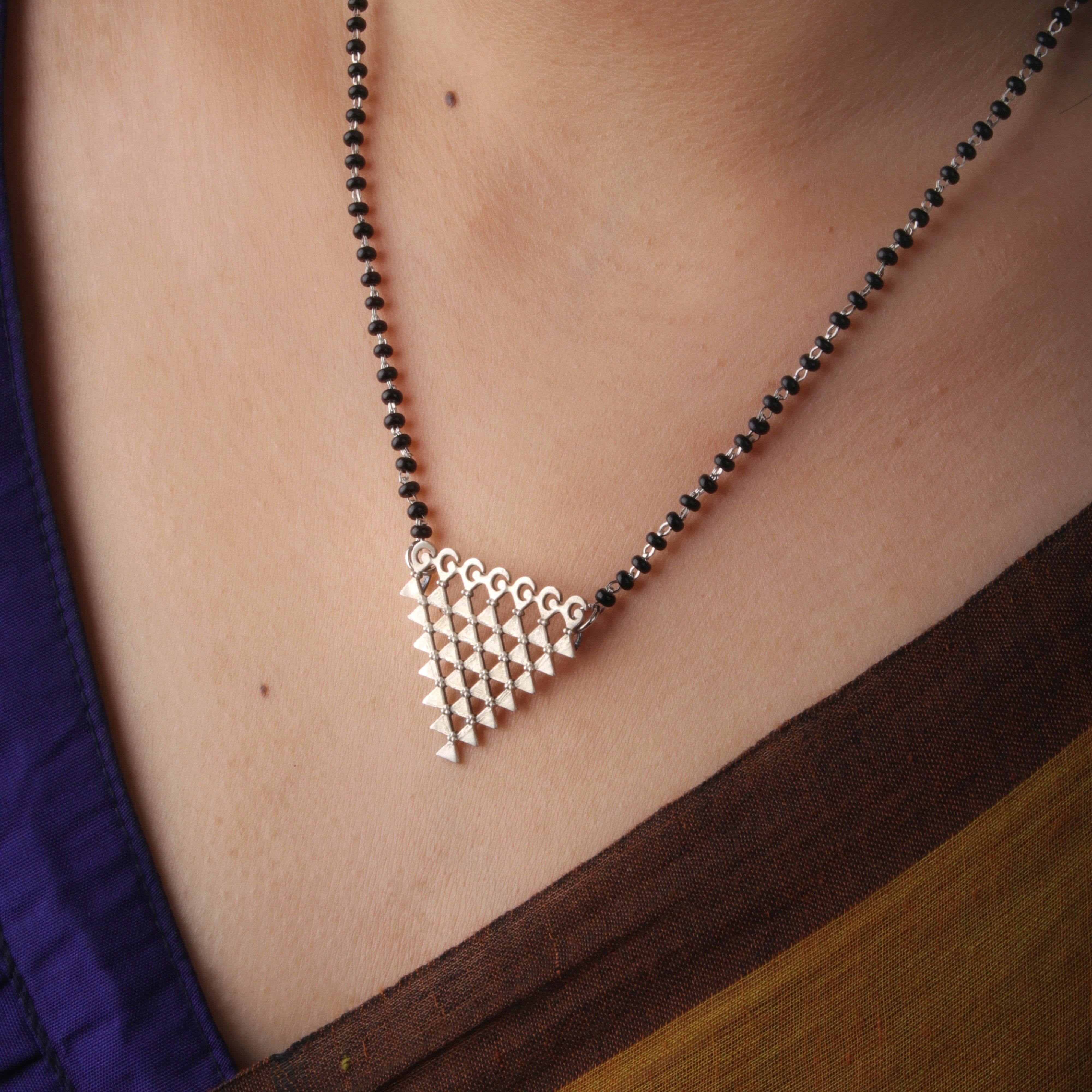 saraswati silver pendant necklace small