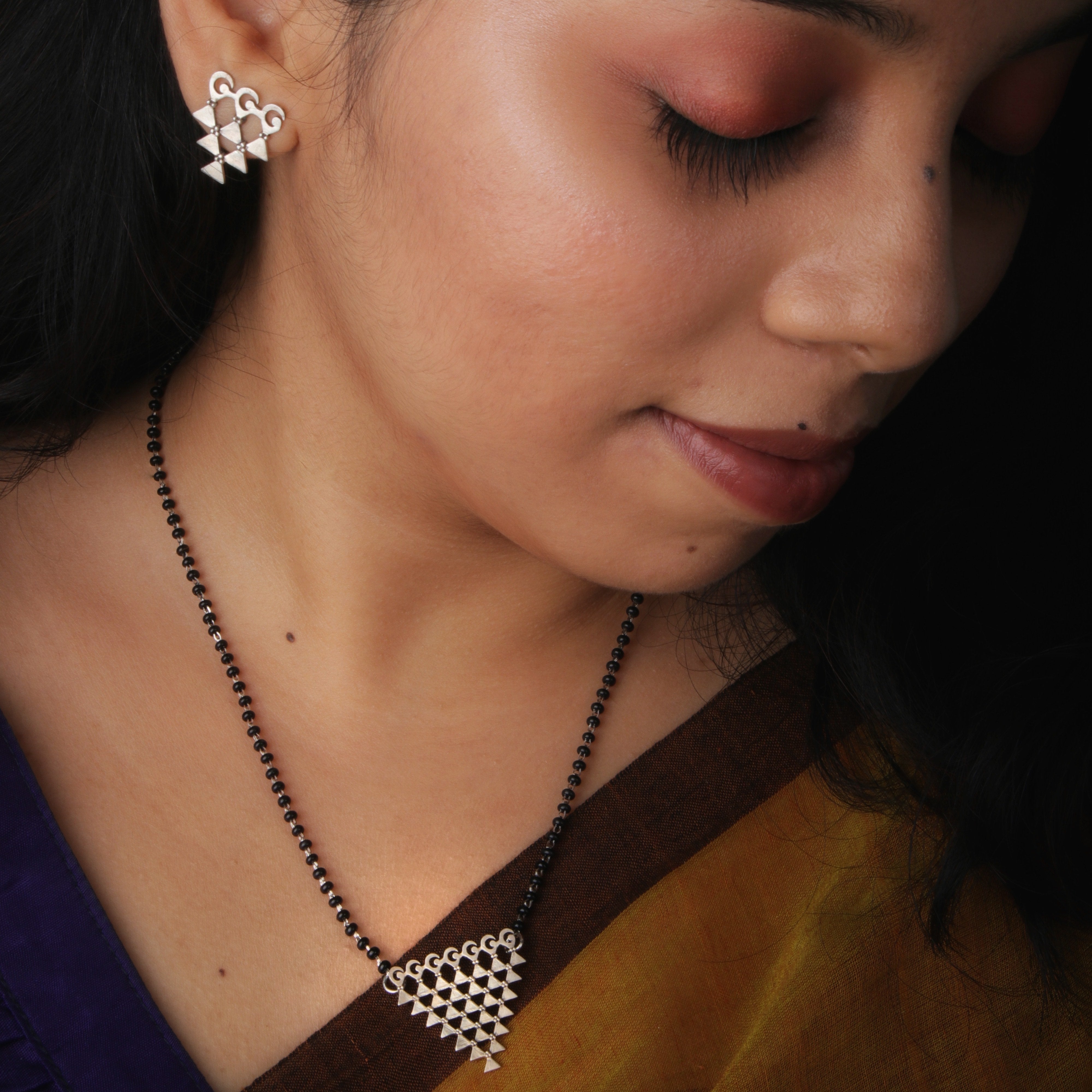 saraswati silver pendant necklace small