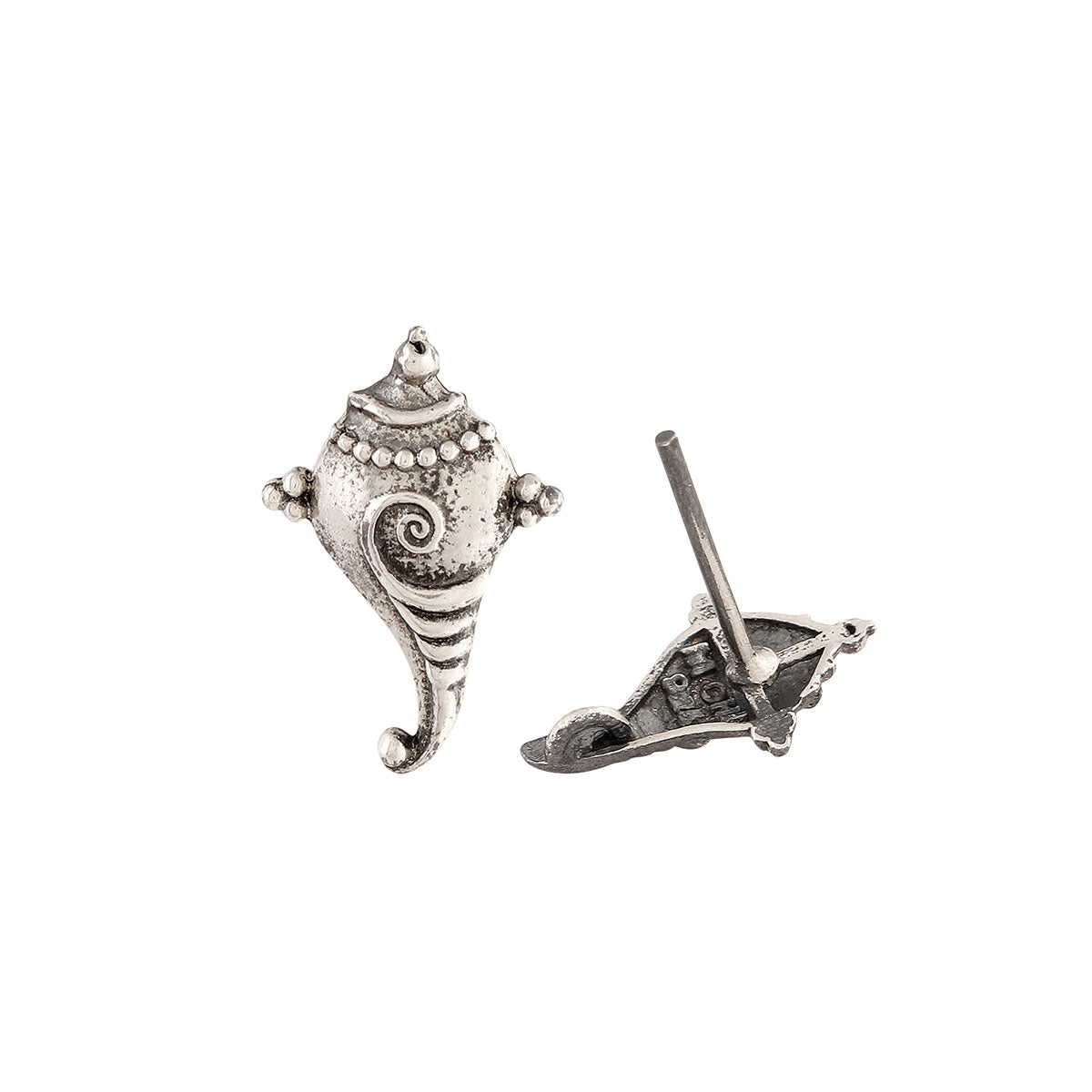 Shankha Silver Earrings - mohabygeetanjali