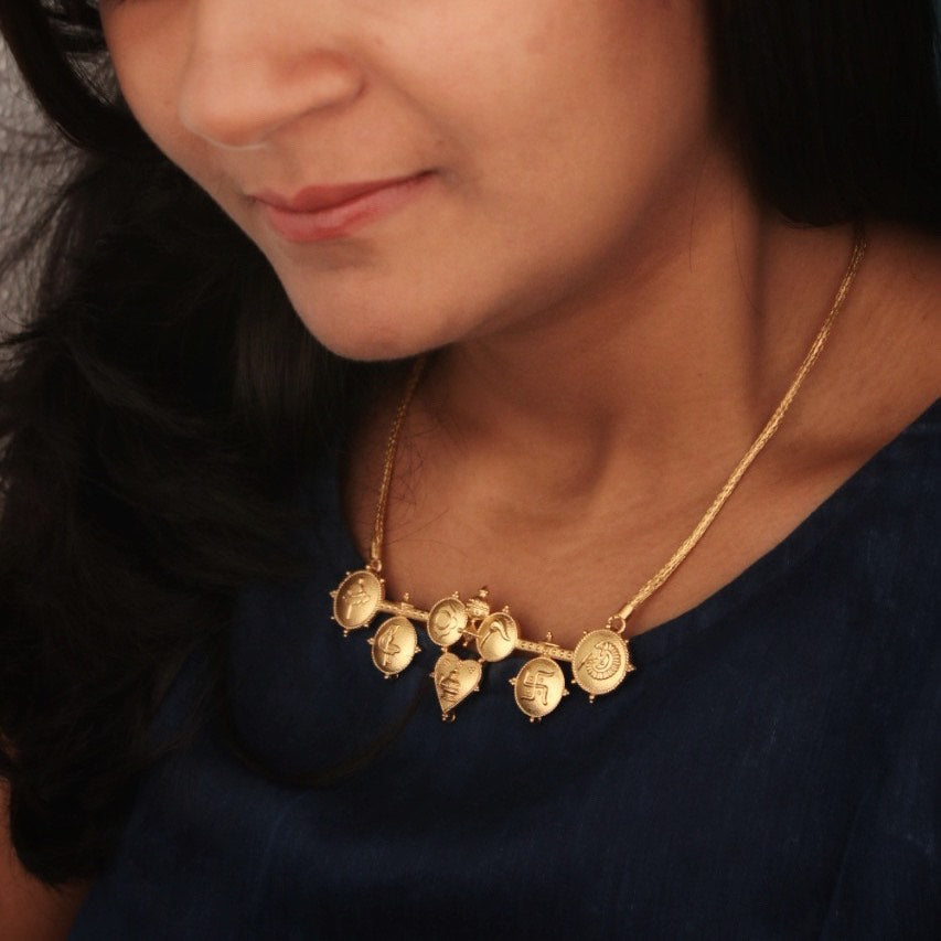 tatva gold plated silver necklace by moha