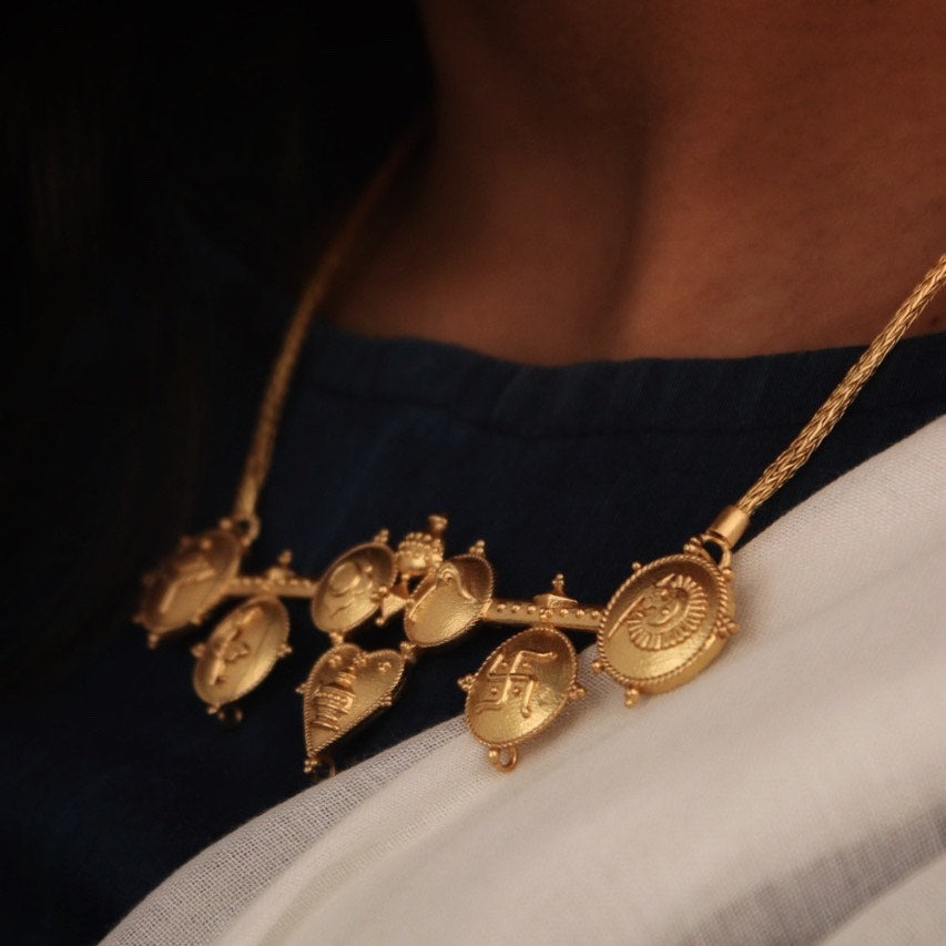 tatva gold plated silver necklace by moha