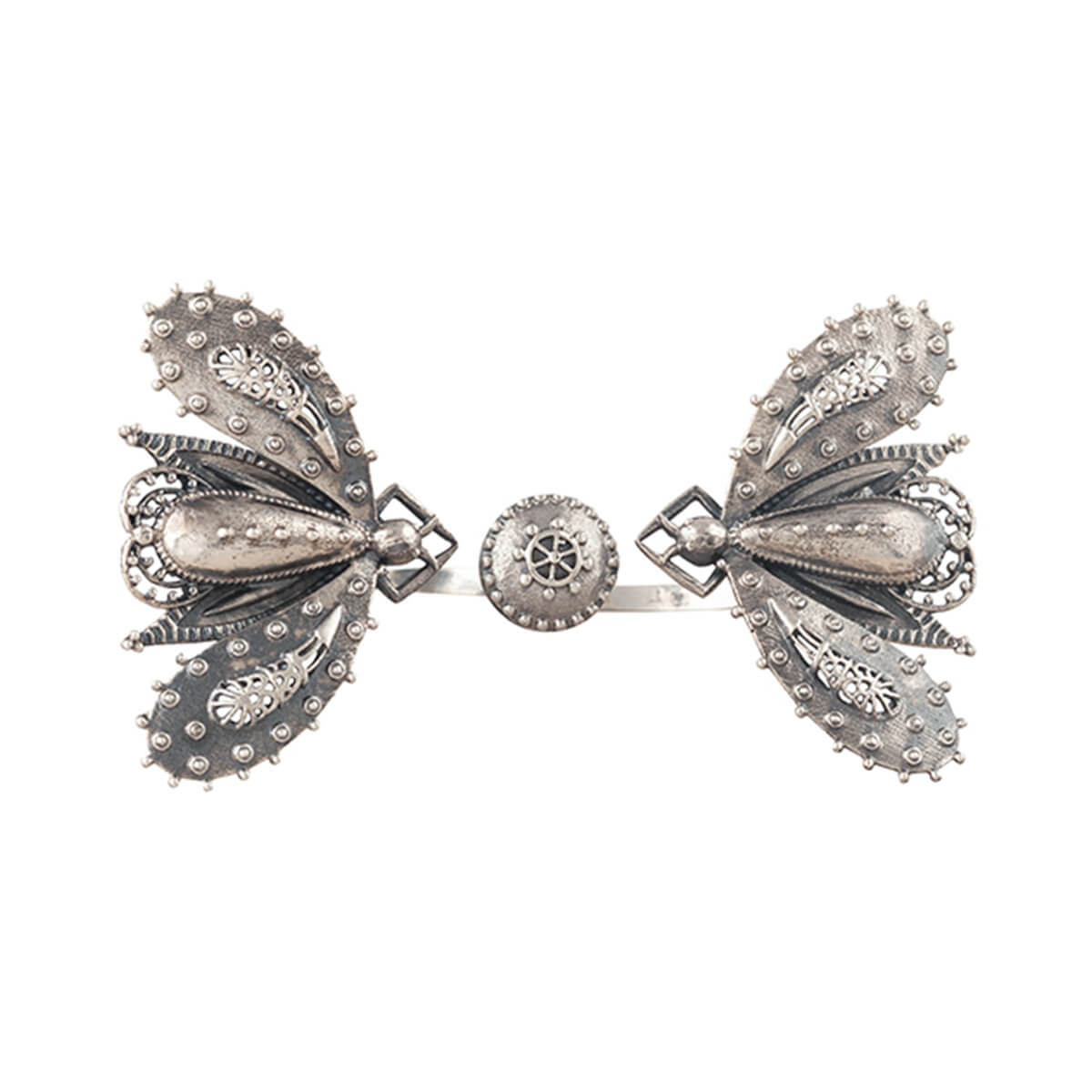 titli double finger silver ring