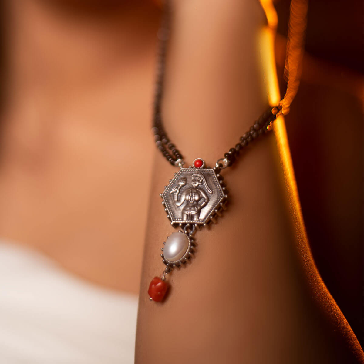 tribal queen silver mangalsutra by moha