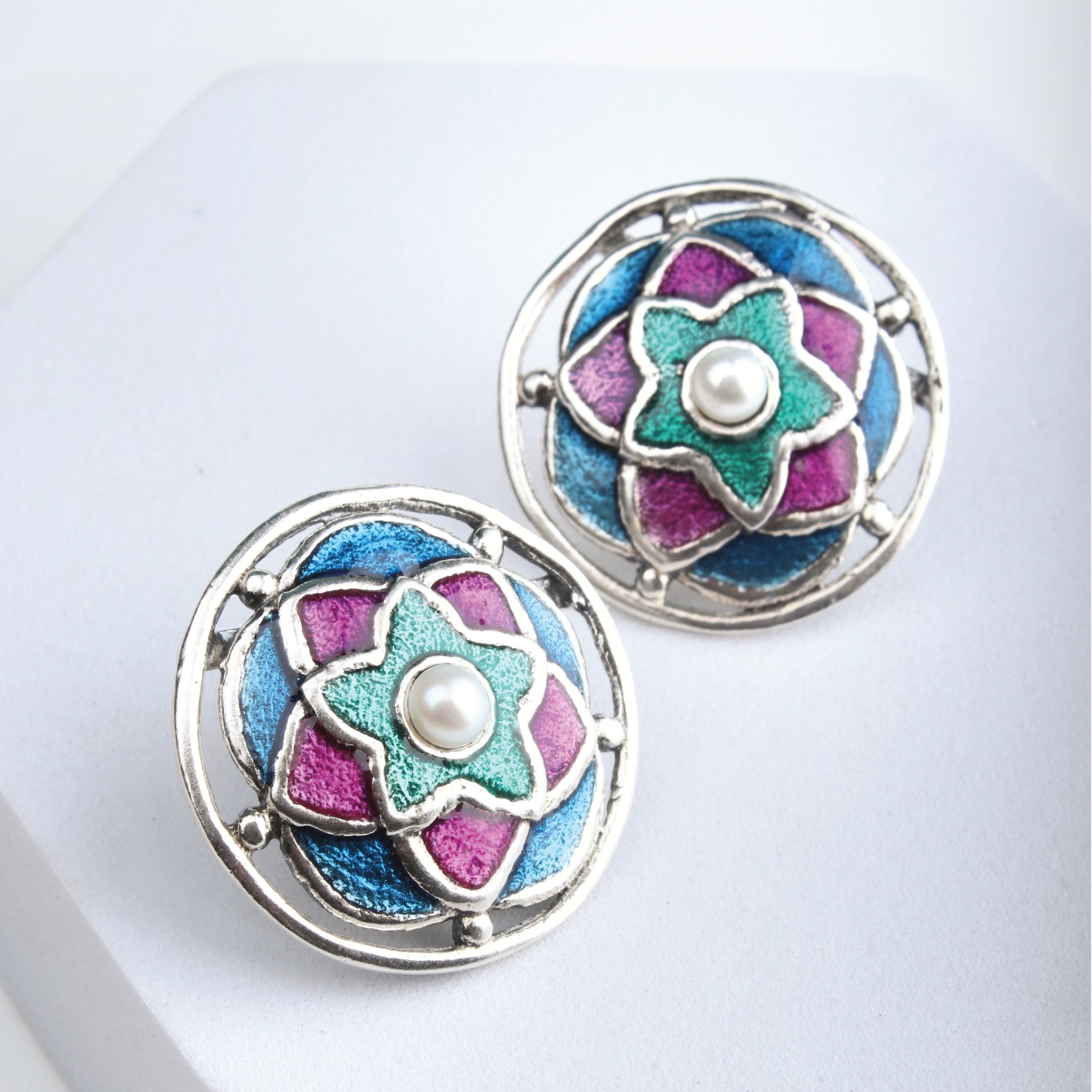 Rangeen Silver Earrings By Moha