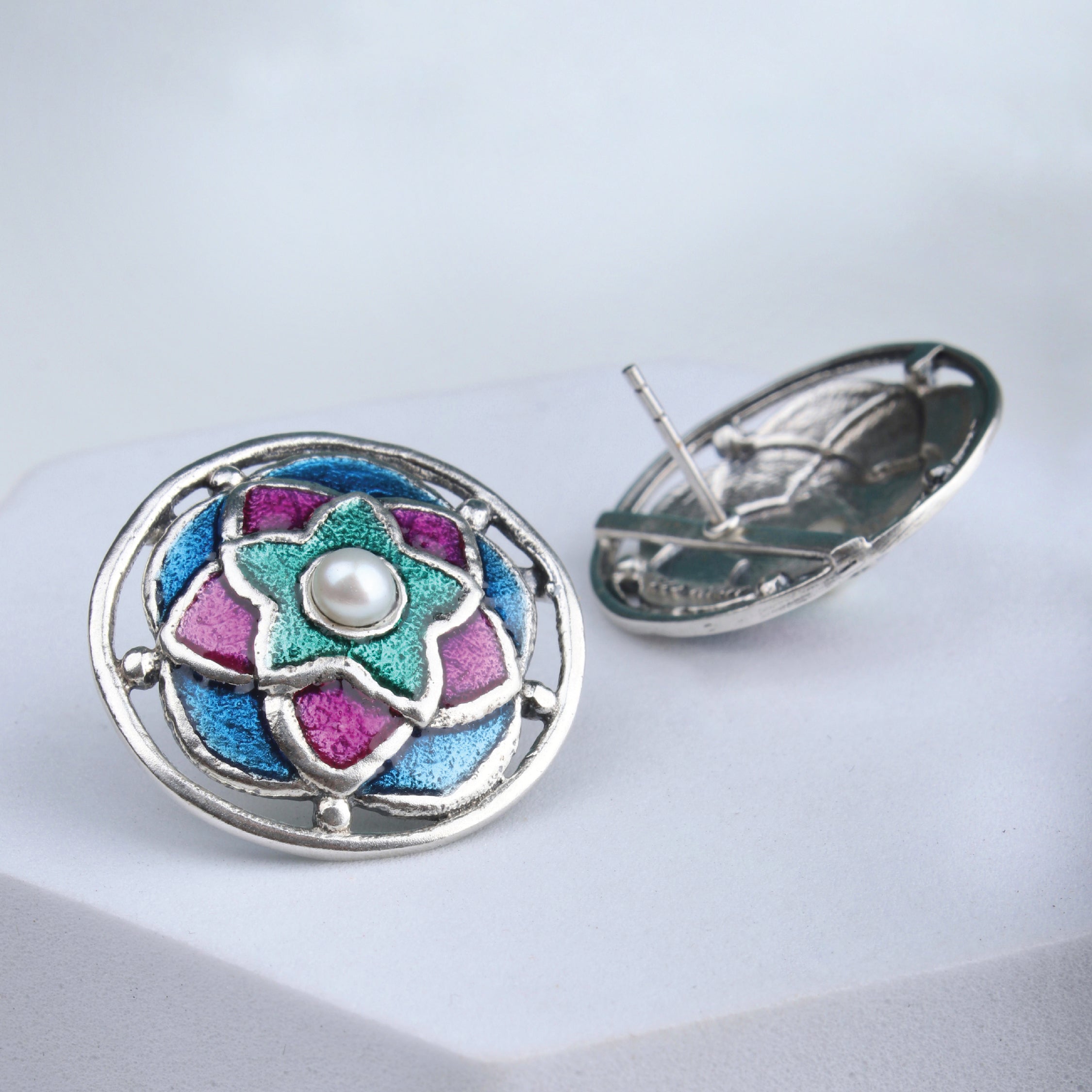 Rangeen Silver Earrings By Moha