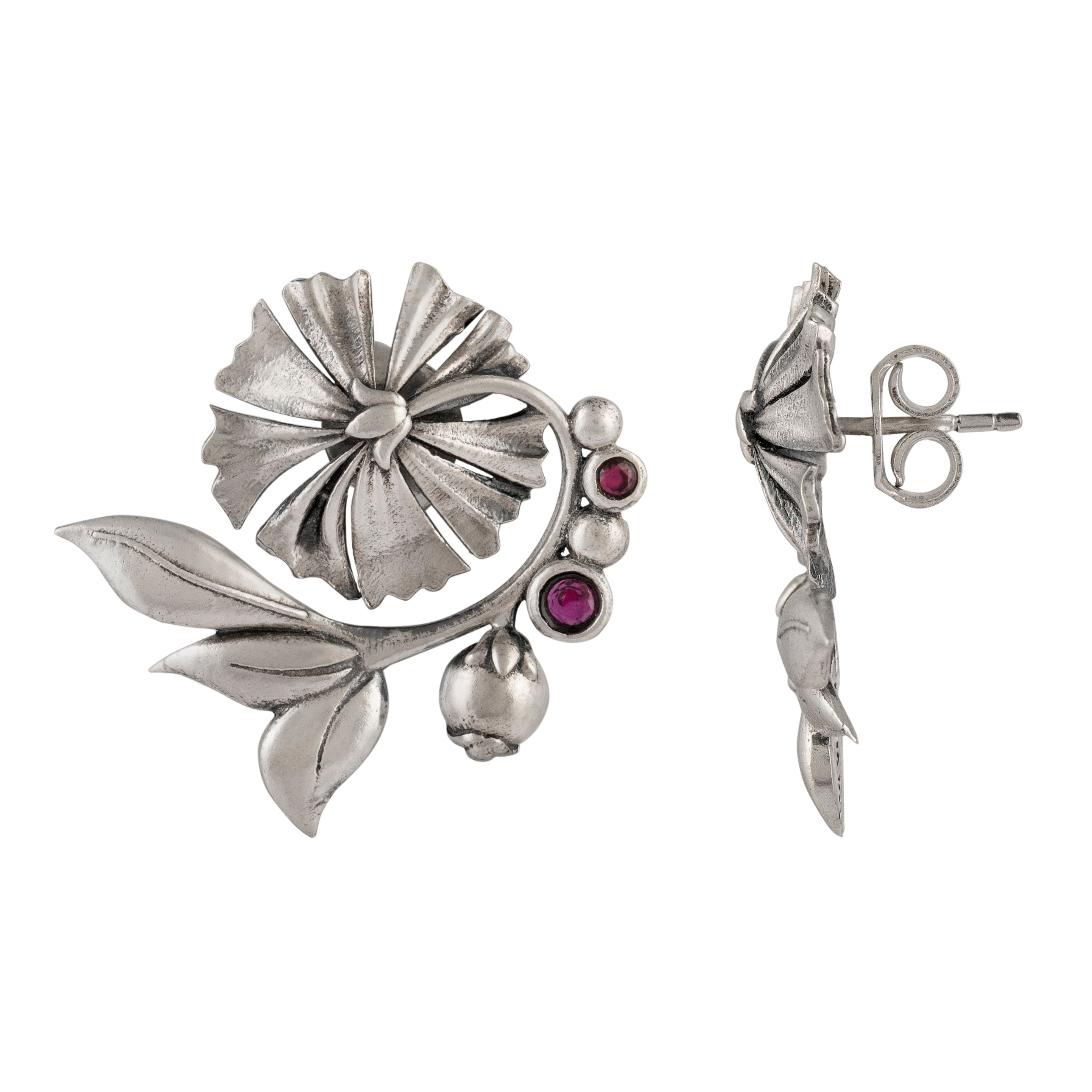 william morris bloom lilly silver earrings by moha