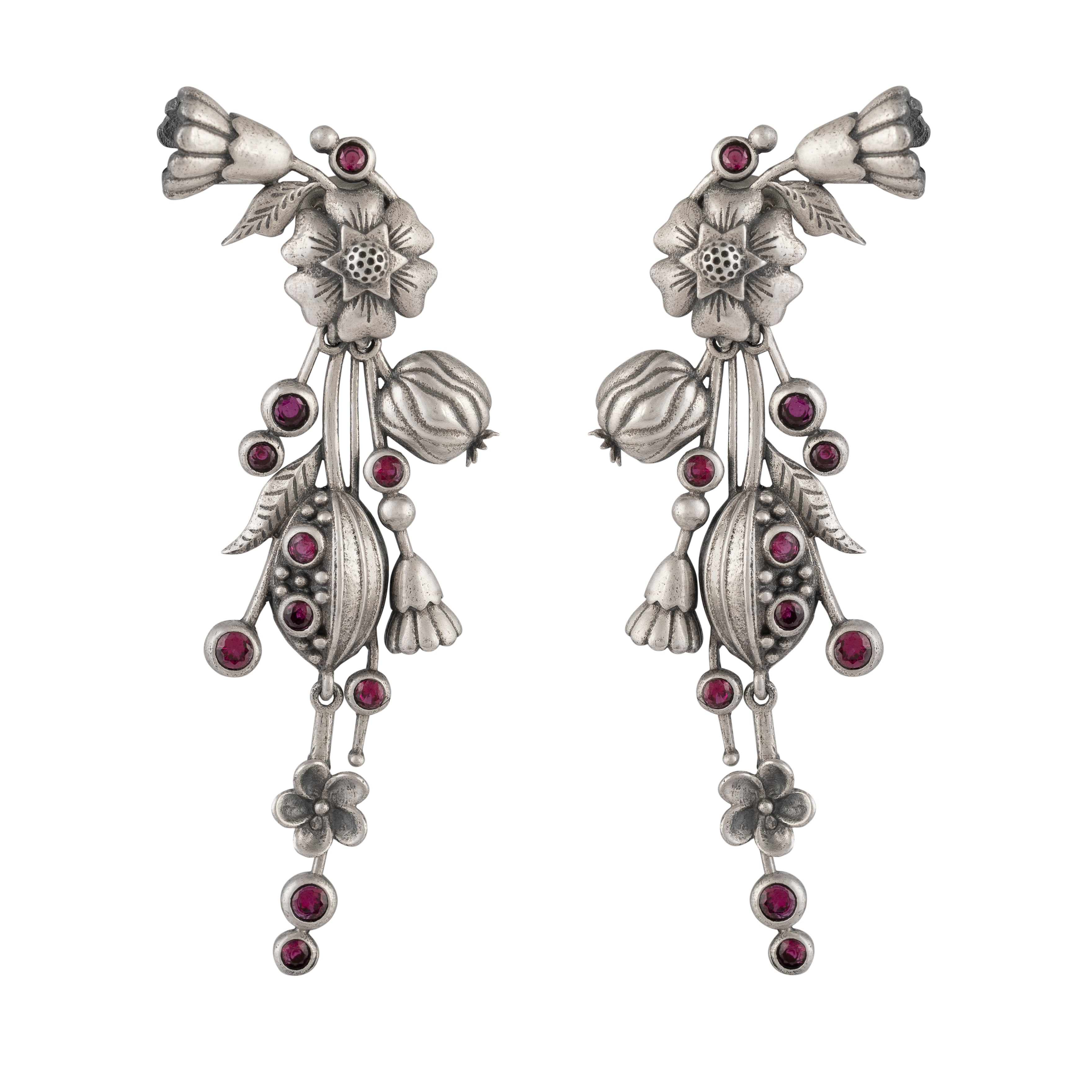 william morris blossom silver dangling earrings by moha