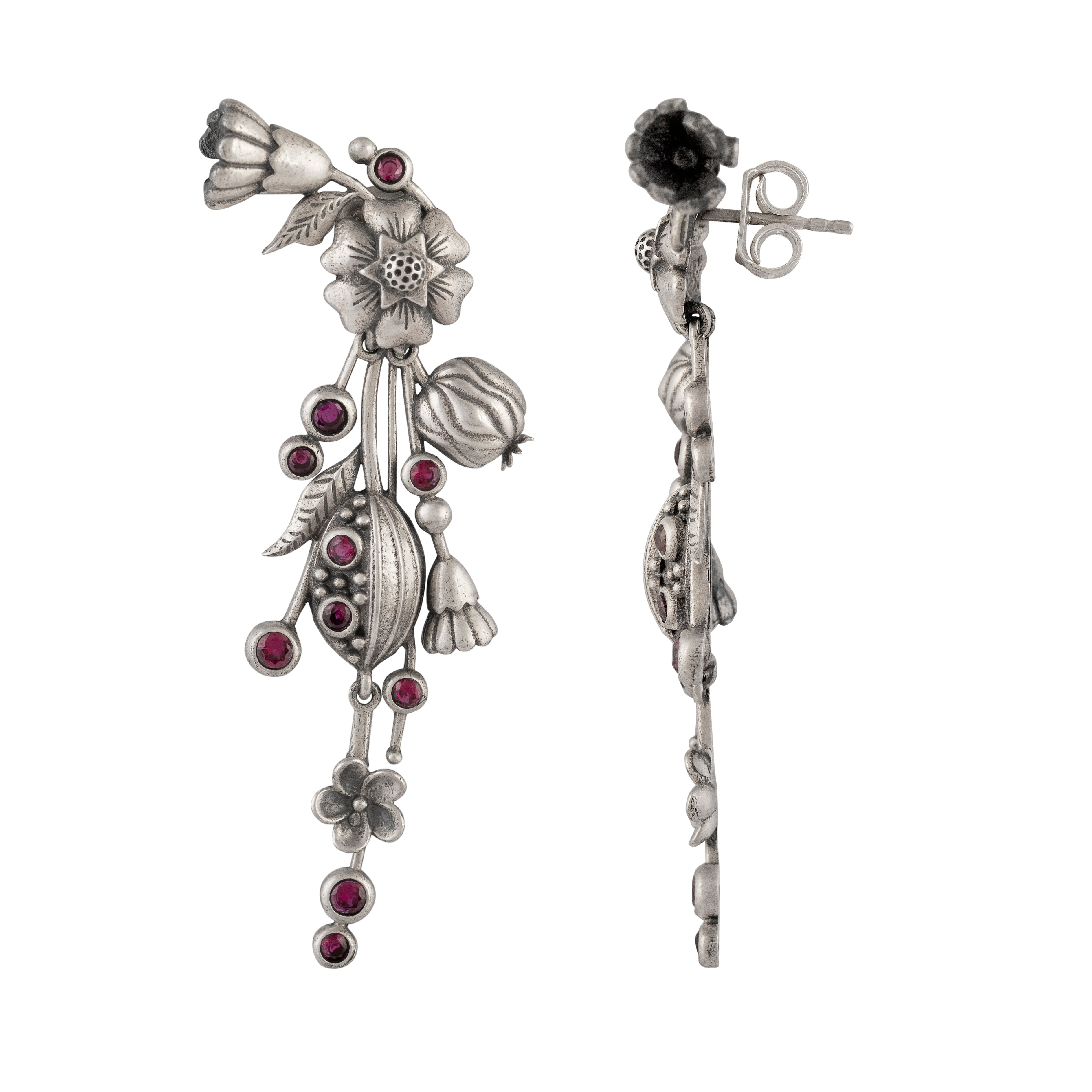 william morris blossom silver dangling earrings by moha