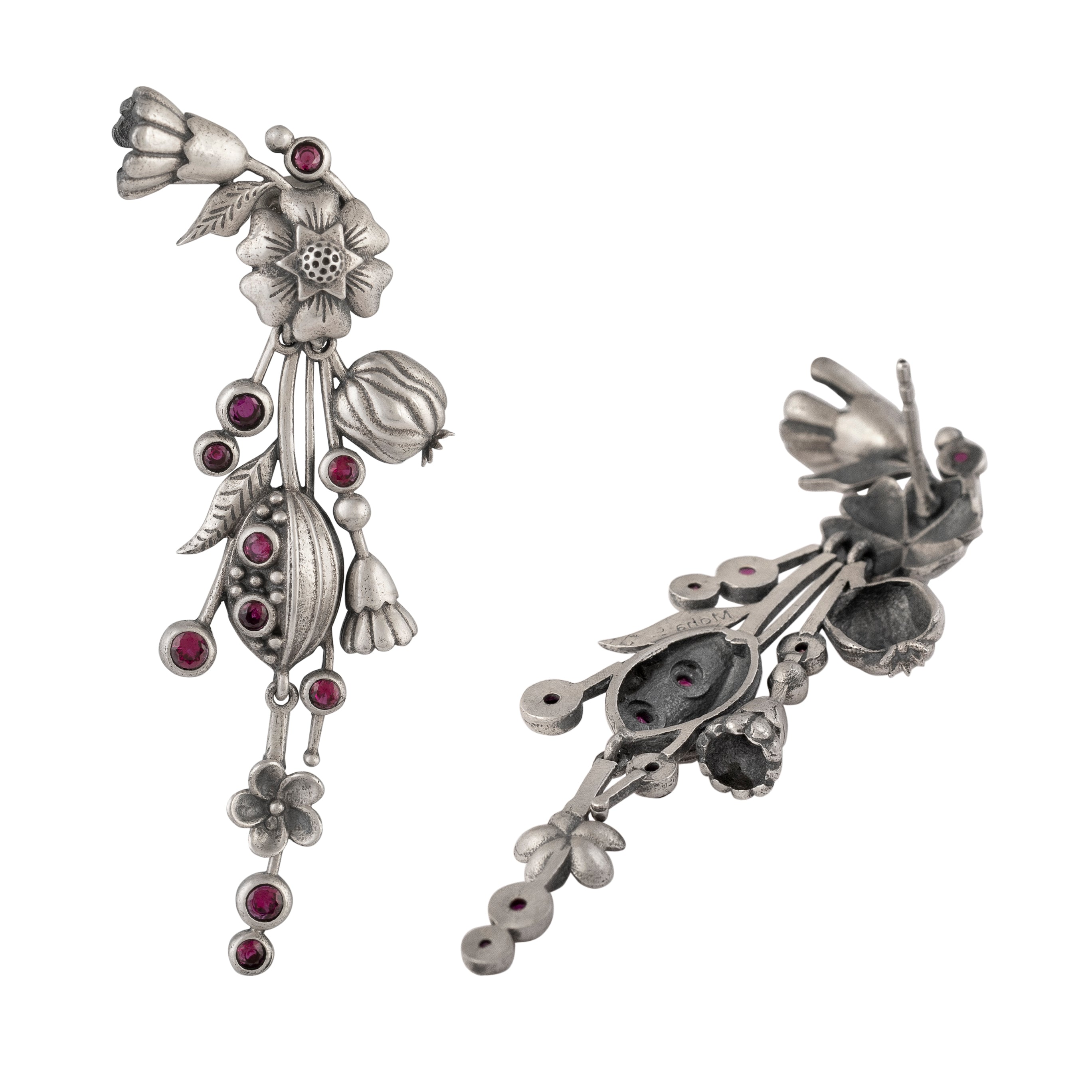 william morris blossom silver dangling earrings by moha