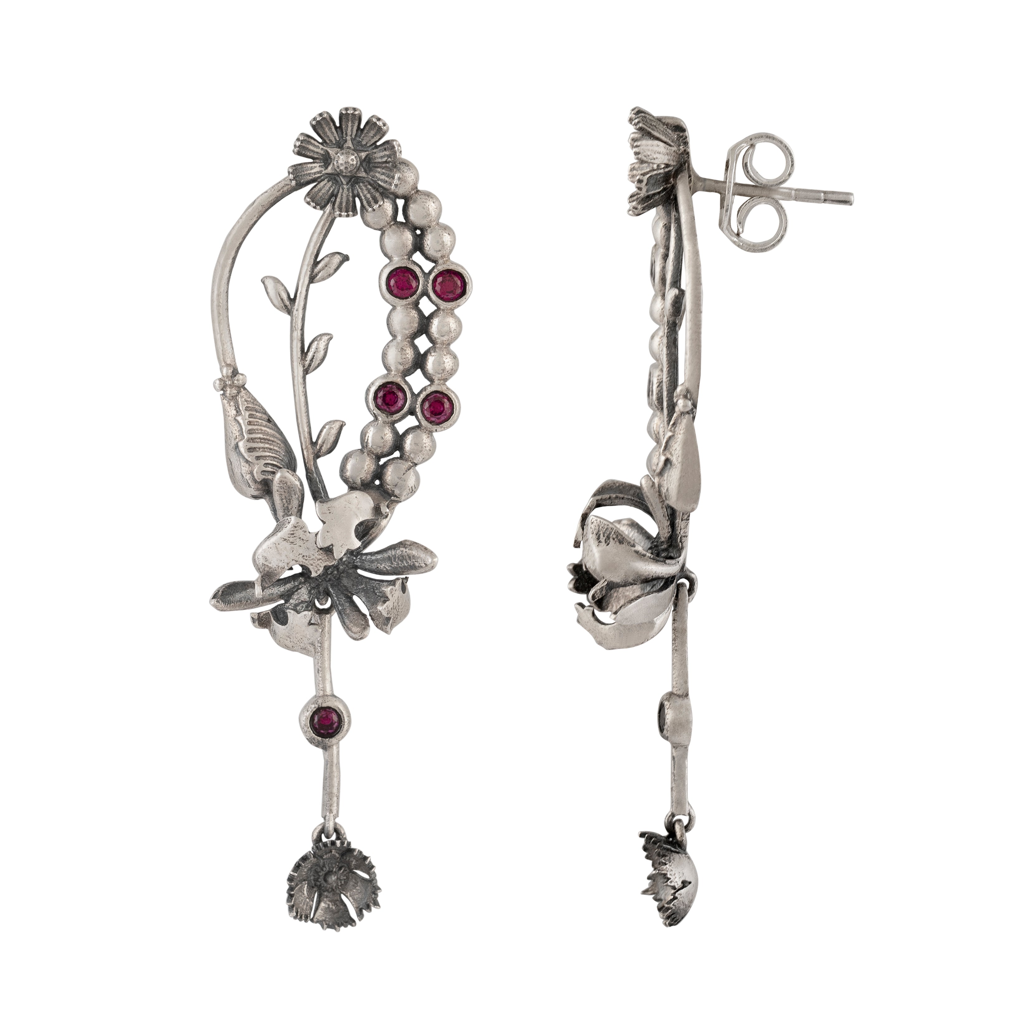 william morris buds silver dangling earrings by moha