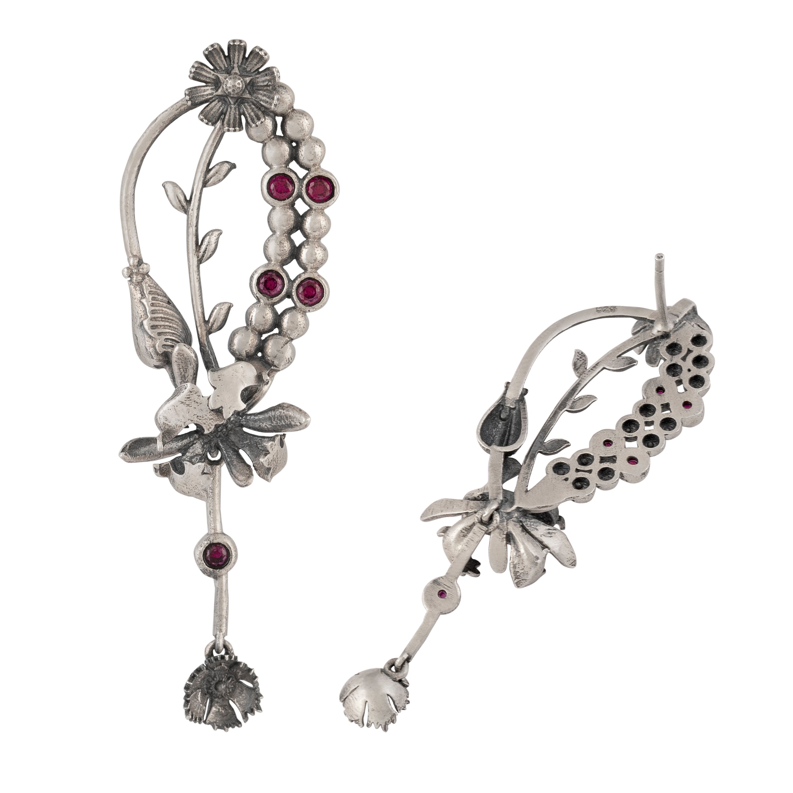 william morris buds silver dangling earrings by moha