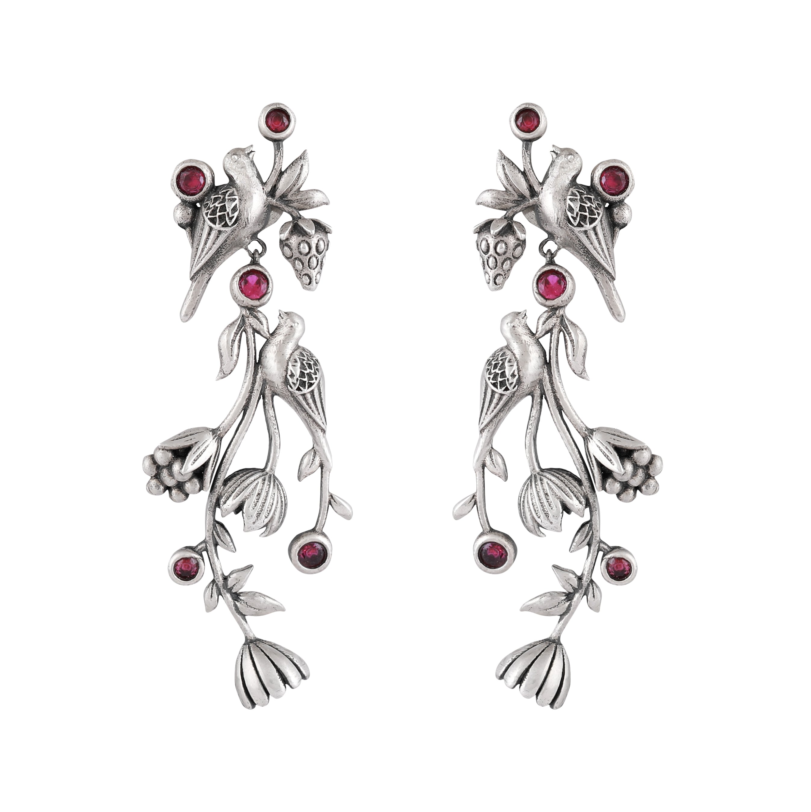 william morris strawberry thief dangling partners silver earrings by moha