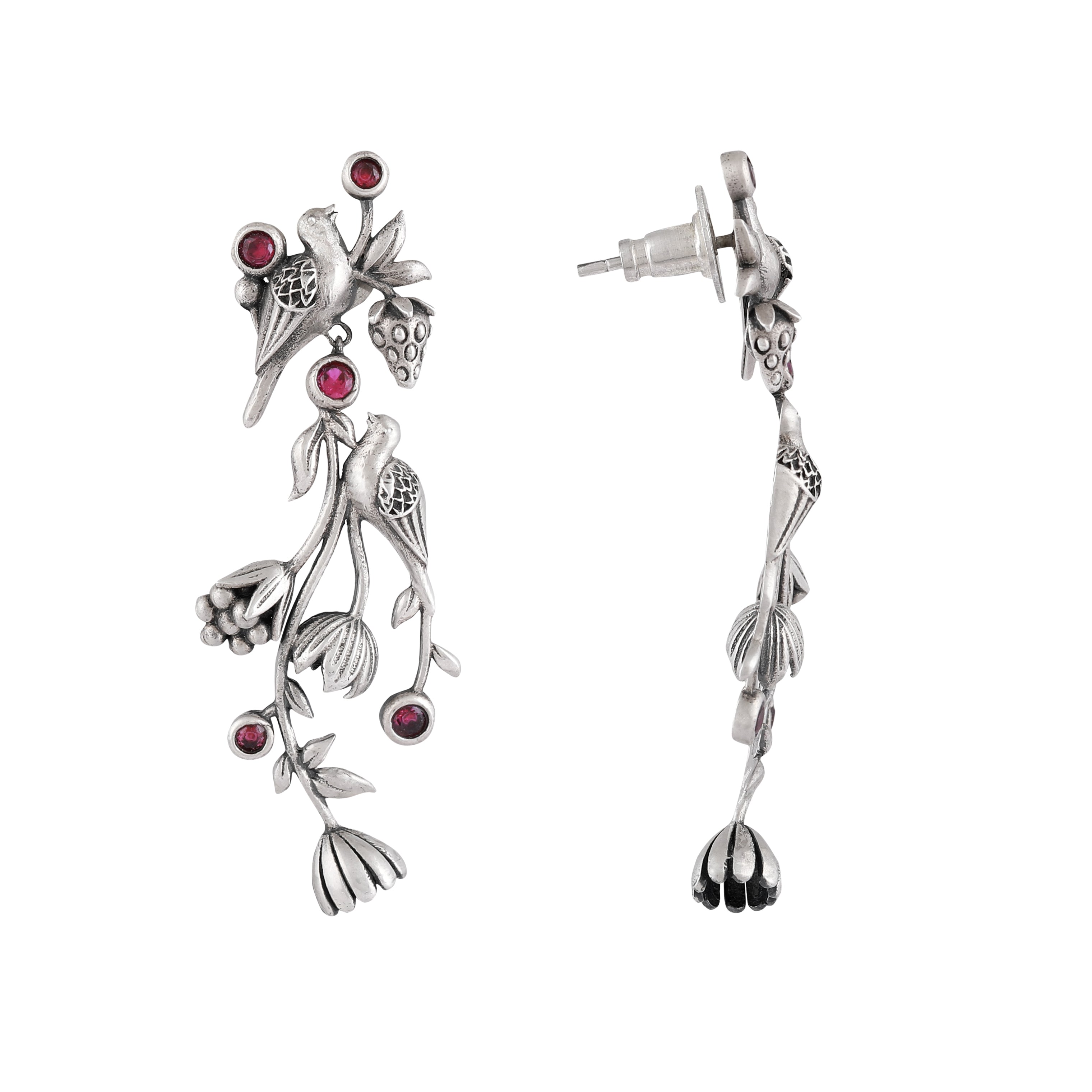 william morris strawberry thief dangling partners silver earrings by moha