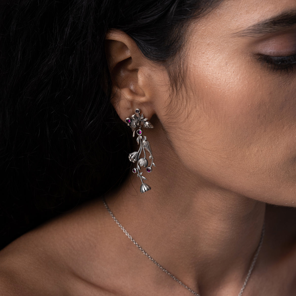 william morris strawberry thief dangling partners silver earrings by moha