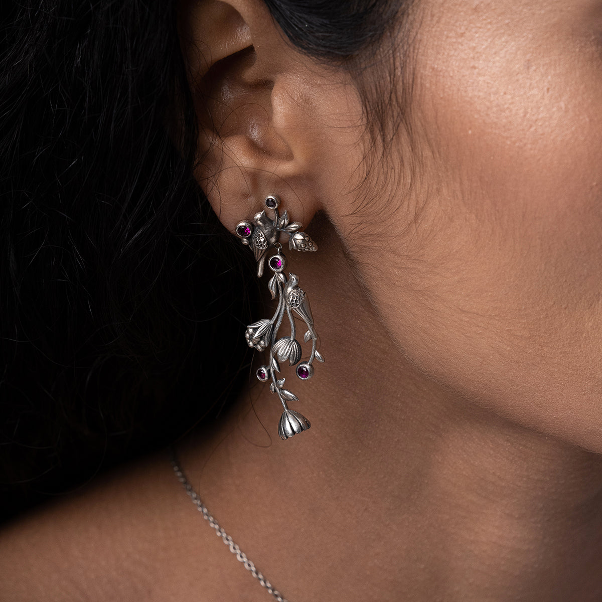 william morris strawberry thief dangling partners silver earrings by moha