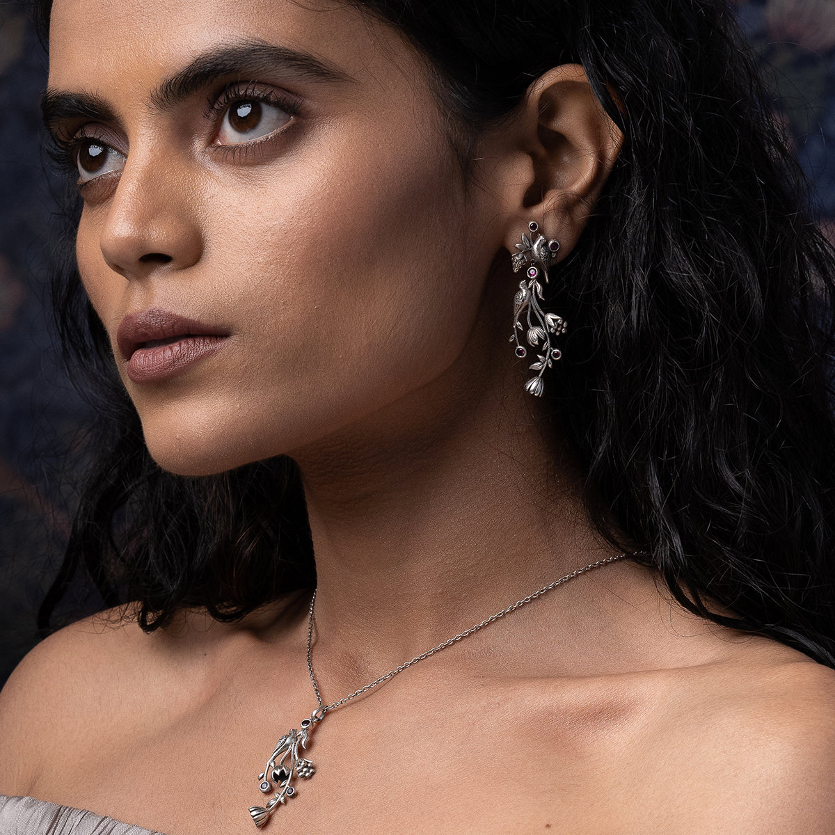 william morris strawberry thief dangling partners silver earrings by moha