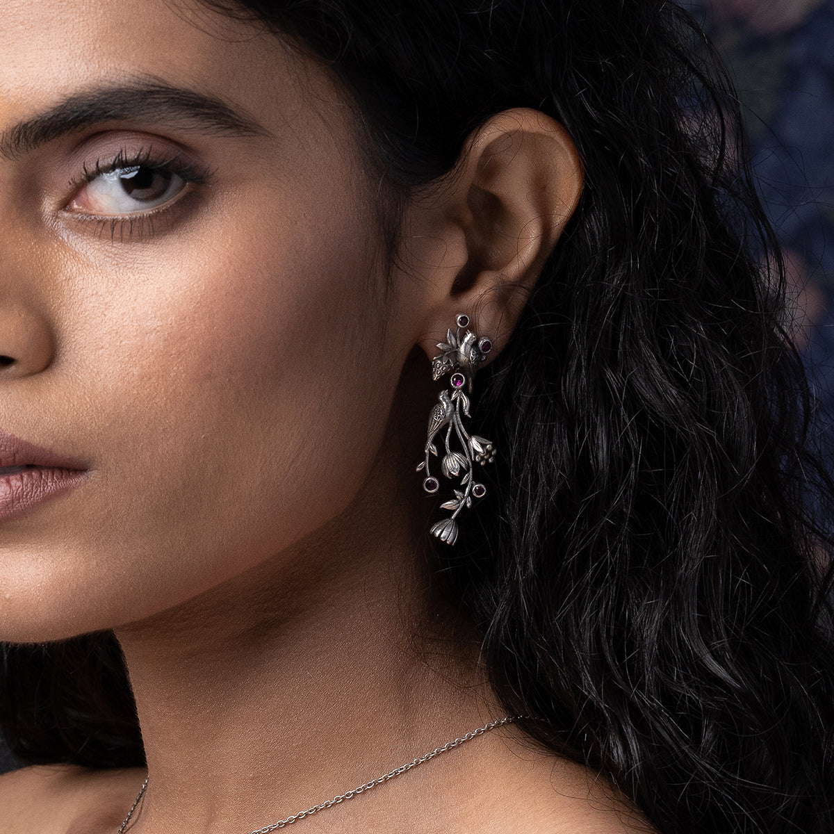 william morris strawberry thief dangling partners silver earrings by moha